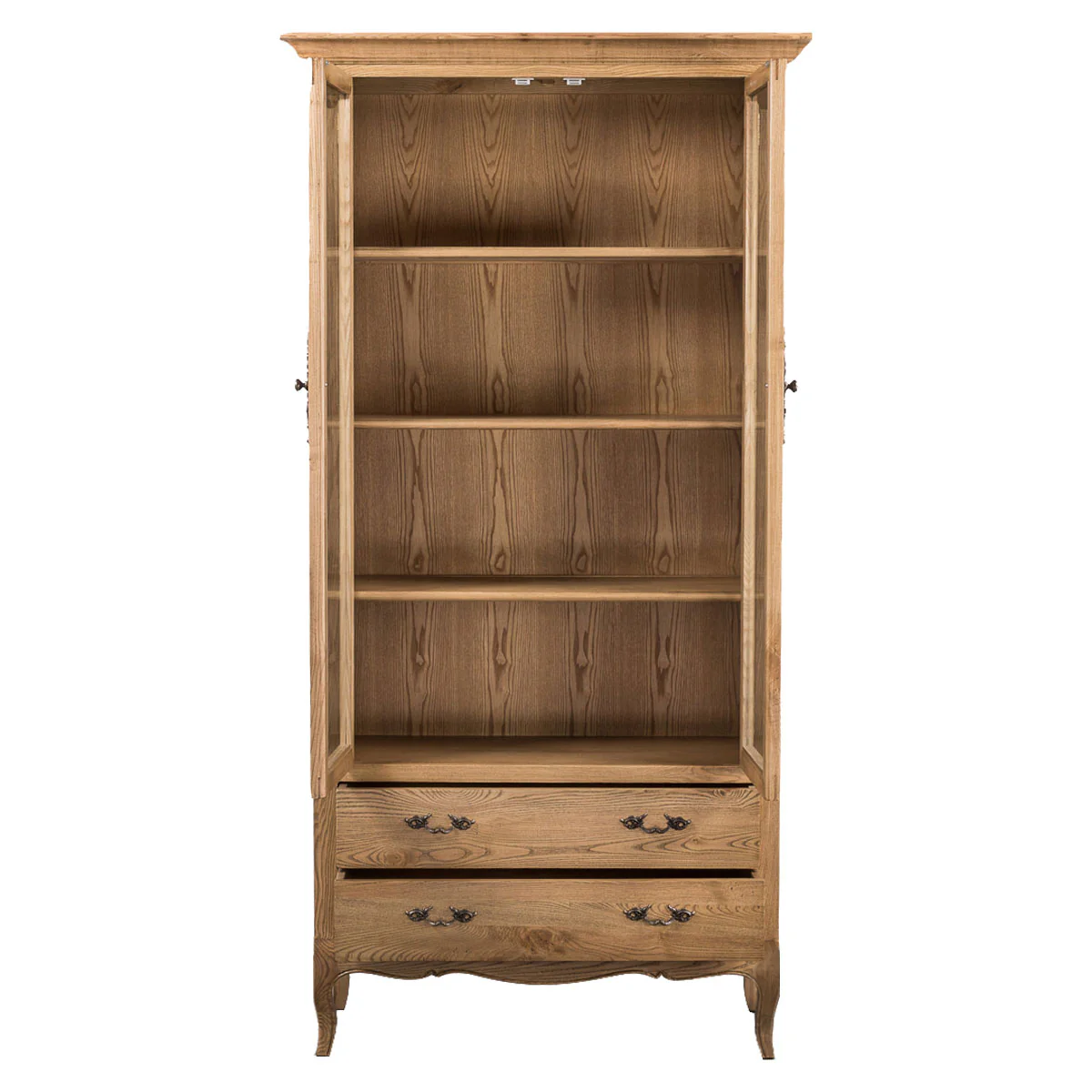French Provincial Display Cabinet & Bookcase Natural Ash/ Modular Design - Image 10