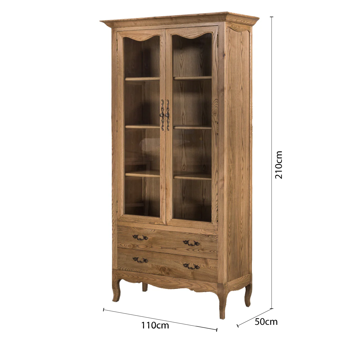 French Provincial Display Cabinet & Bookcase Natural Ash/ Modular Design - Image 21
