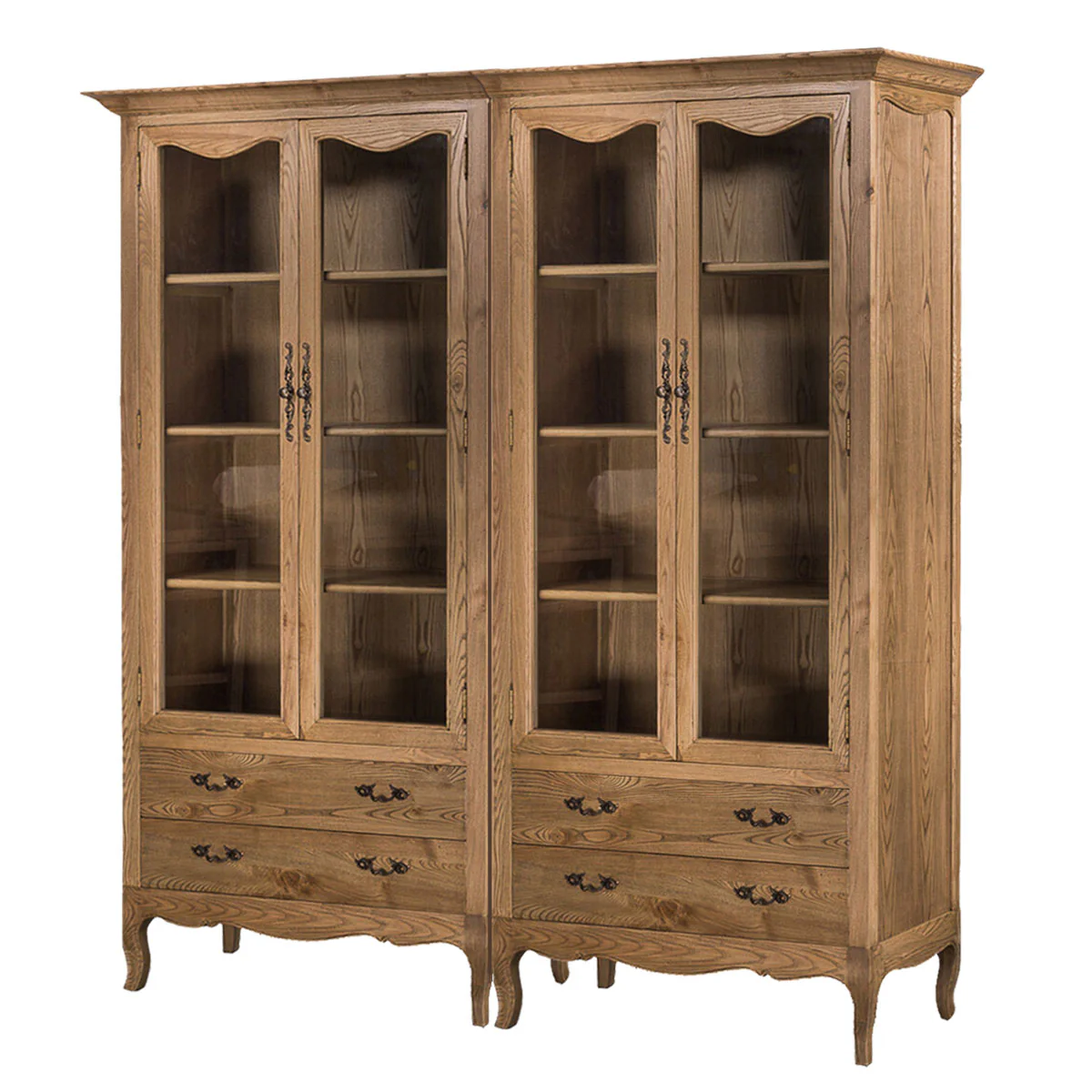 French Provincial Display Cabinet & Bookcase Natural Ash/ Modular Design - Image 4