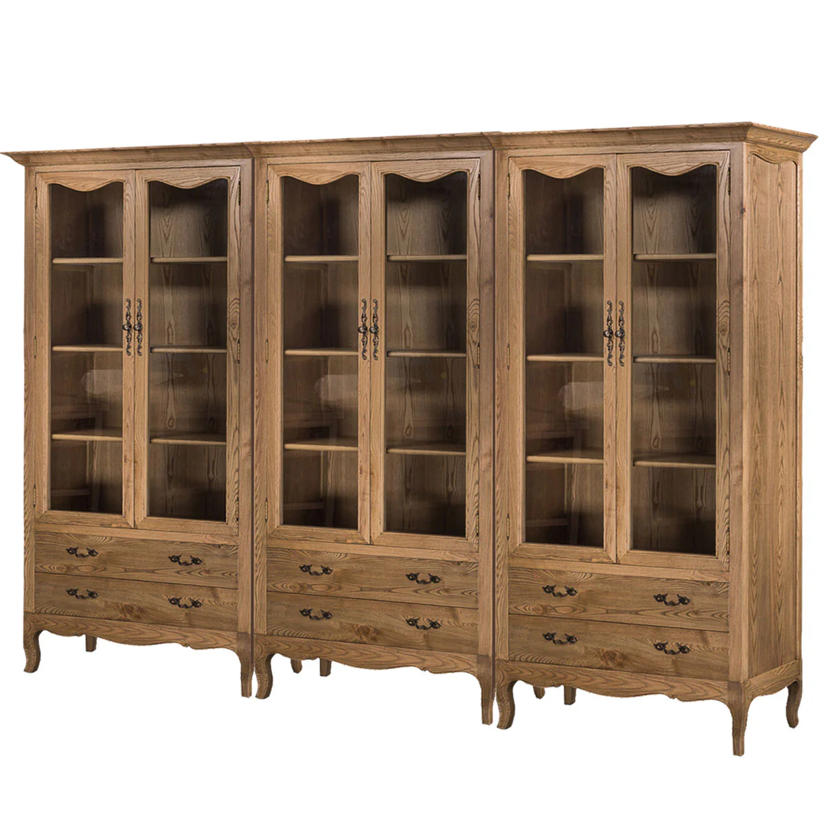 French Provincial Display Cabinet & Bookcase Natural Ash/ Modular Design - Image 6
