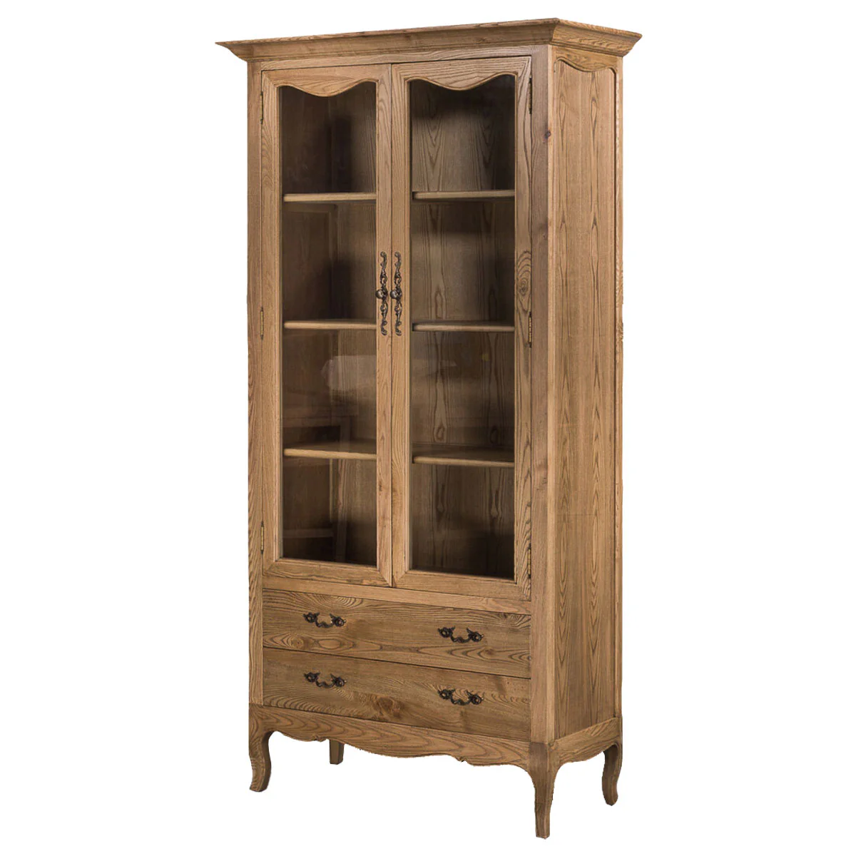 French Provincial Display Cabinet & Bookcase Natural Ash/ Modular Design - Image 7
