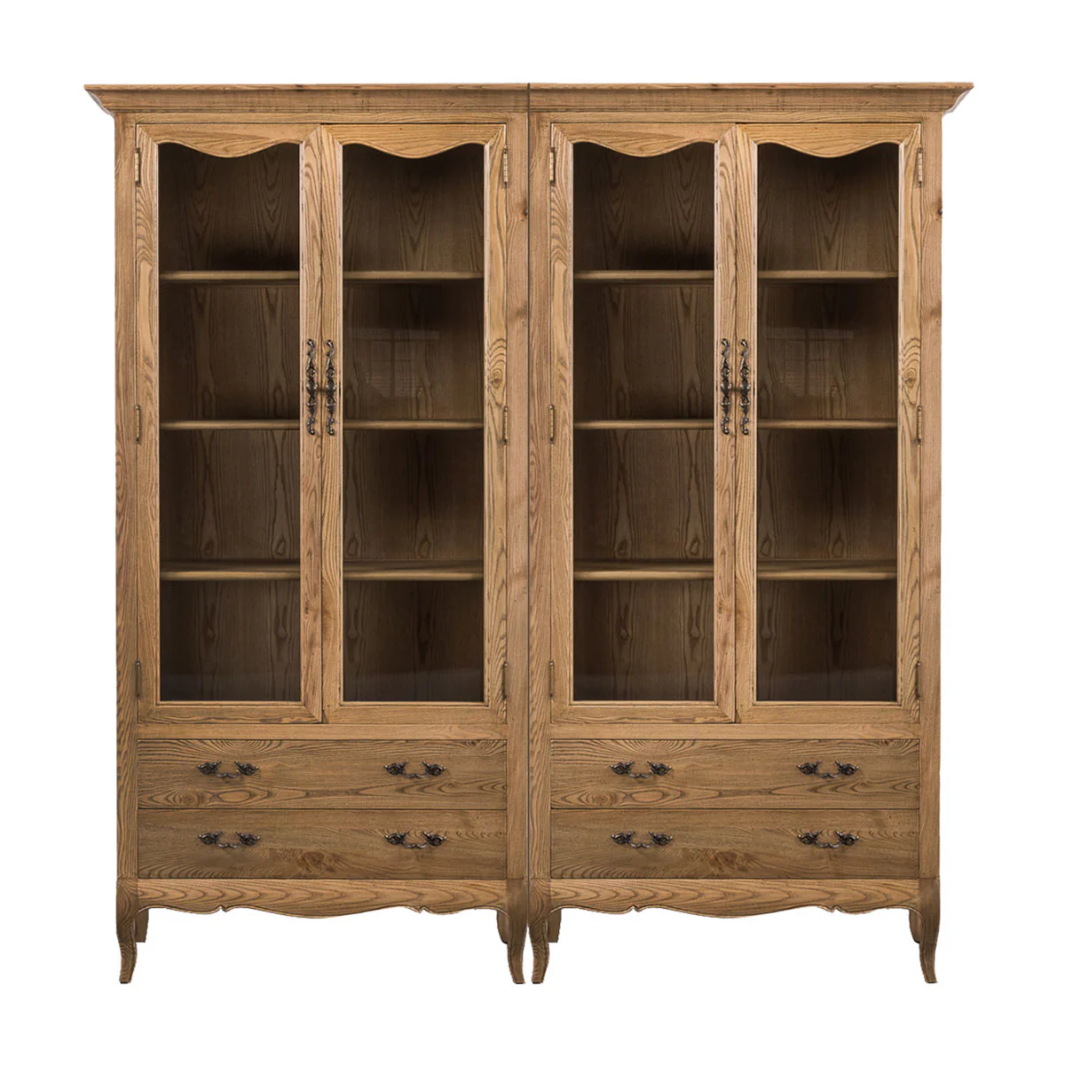 French Provincial Display Cabinet & Bookcase Natural Ash/ Modular Design - Image 8