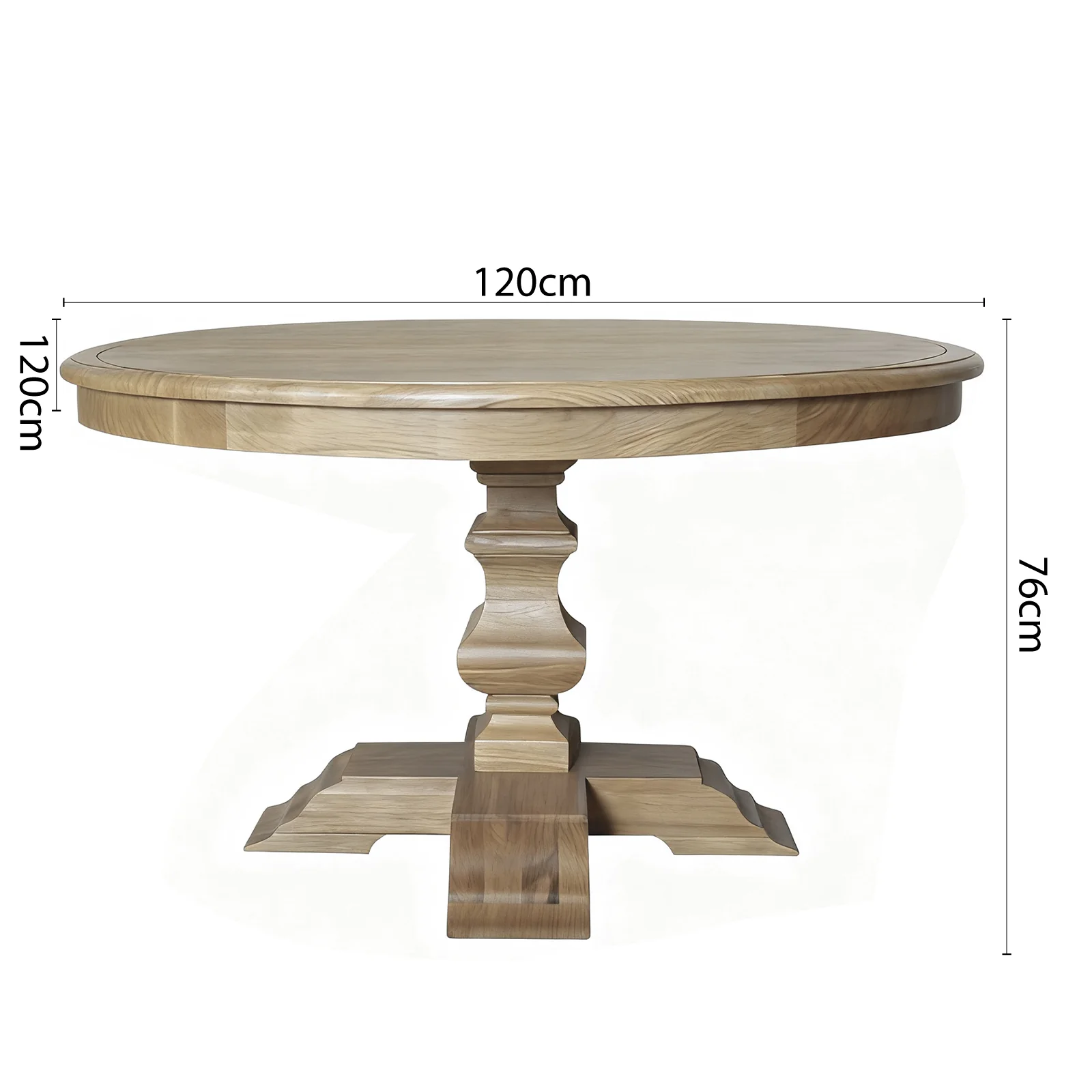 Classic French Provincial Extendable Round Dining Pedestal Table in Natural Ash Wood 120CM - 170CM - Image 11