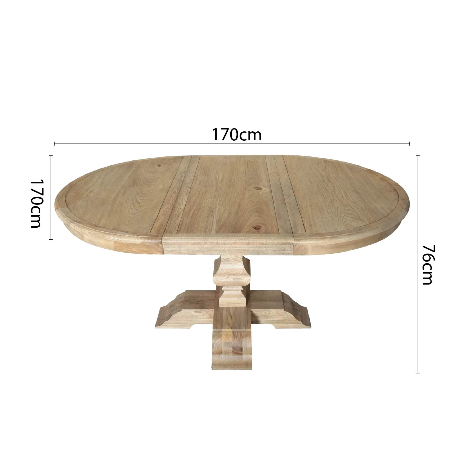 Classic French Provincial Extendable Round Dining Pedestal Table in Natural Ash Wood 120CM - 170CM - Image 12