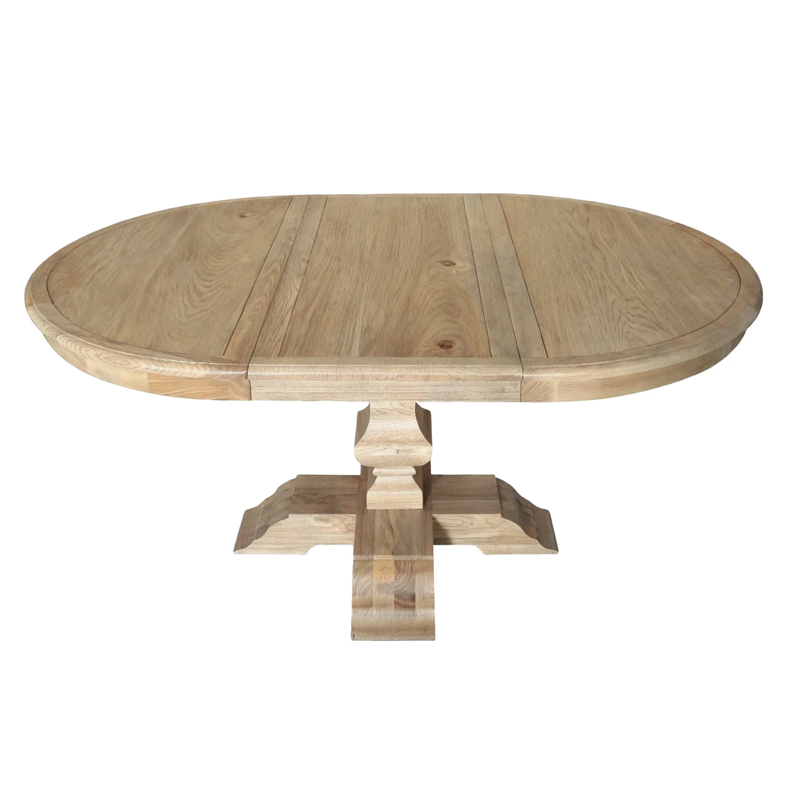 Classic French Provincial Extendable Round Dining Pedestal Table in Natural Ash Wood 120CM - 170CM - Image 4