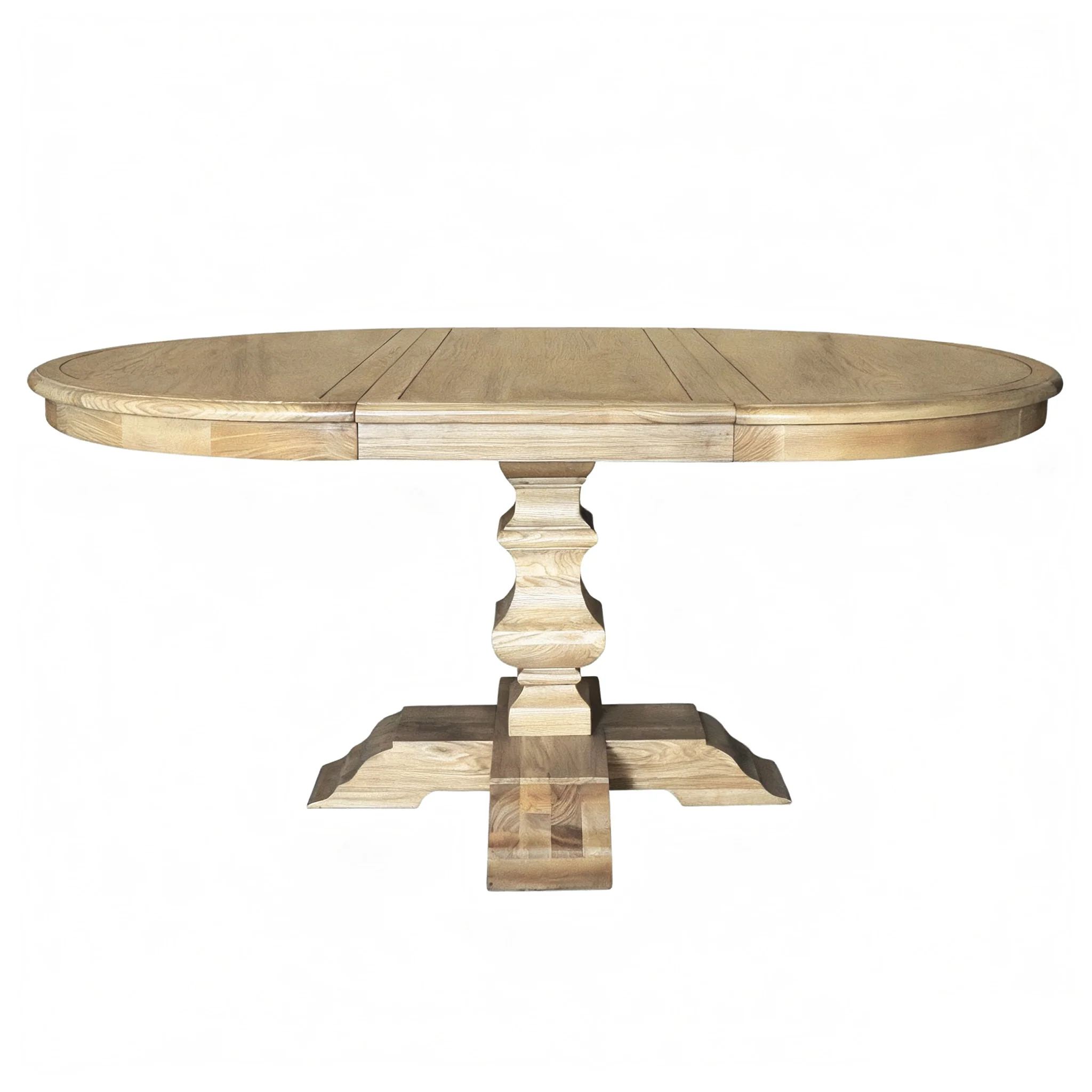 Classic French Provincial Extendable Round Dining Pedestal Table in Natural Ash Wood 120CM - 170CM - Image 5