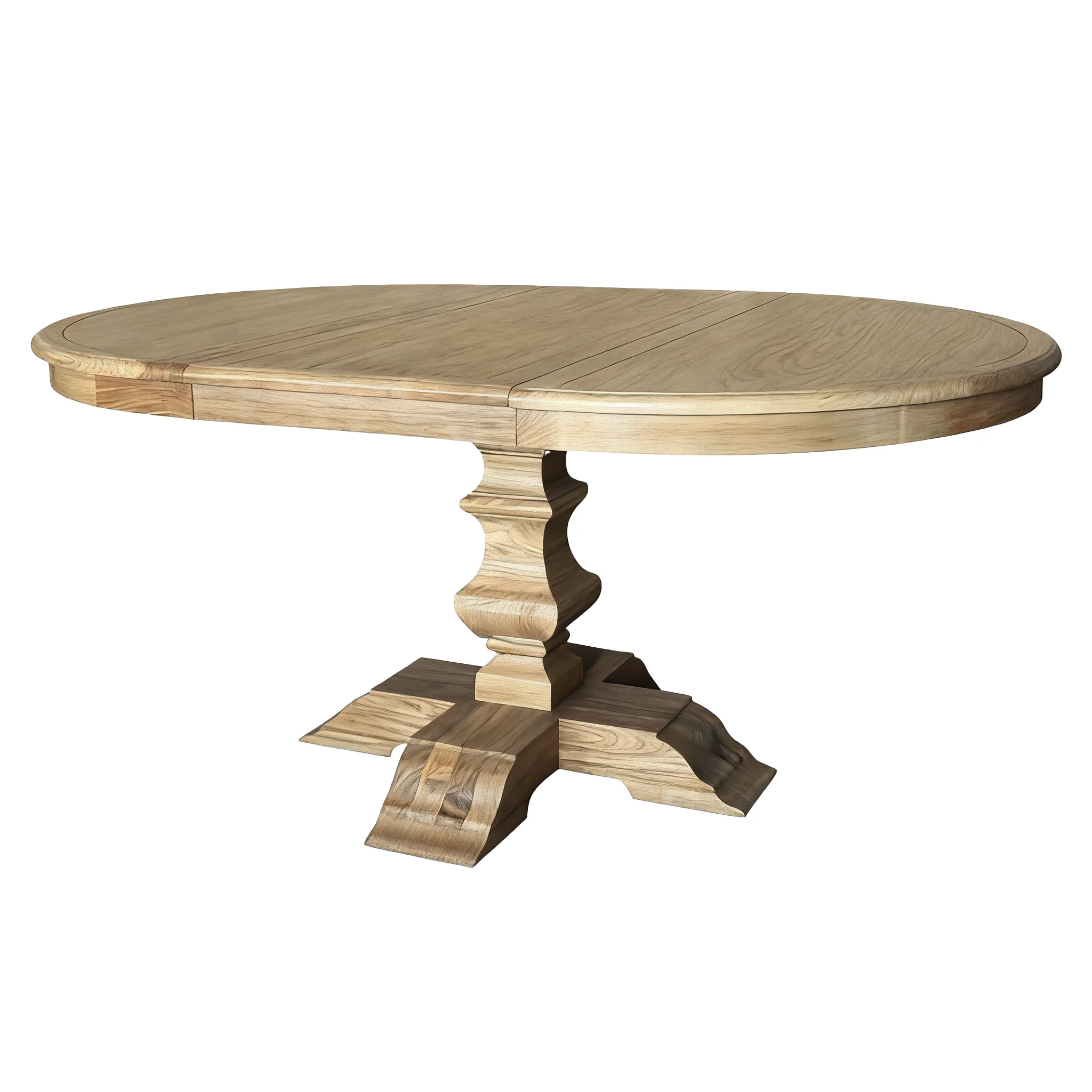 Classic French Provincial Extendable Round Dining Pedestal Table in Natural Ash Wood 120CM - 170CM - Image 6