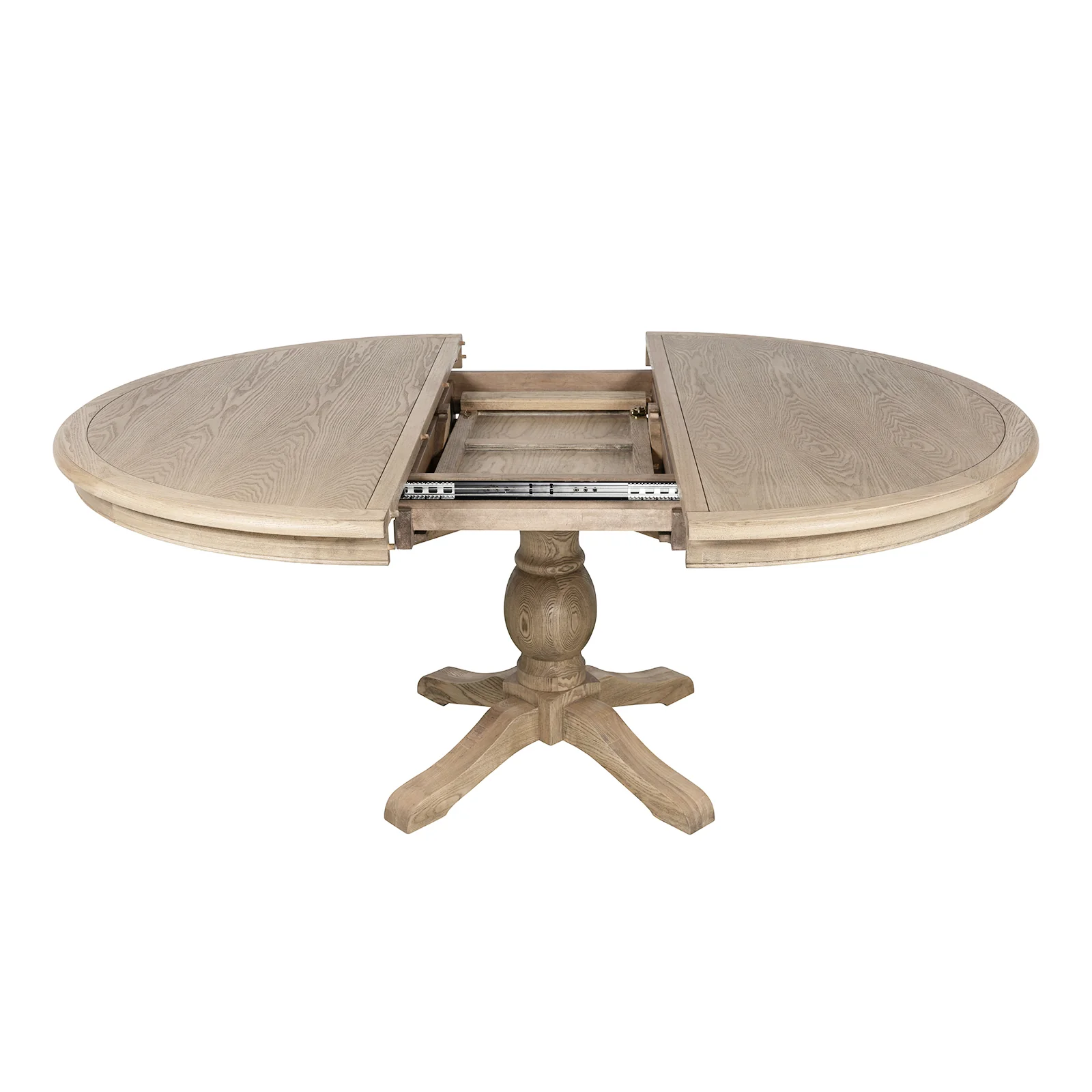 French Provincial Farmhouse 140-180cm Pedestal Extendable Round Dining Table Elm wood - Image 10