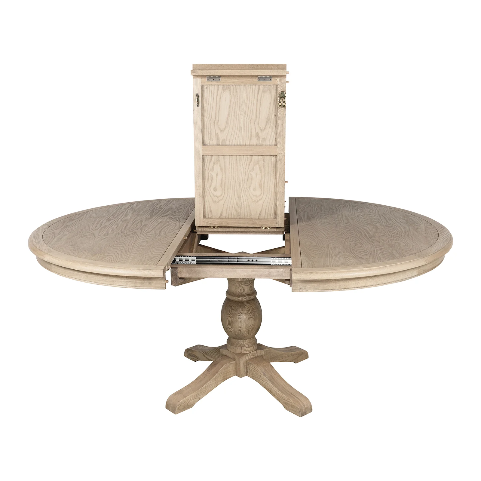 French Provincial Farmhouse 140-180cm Pedestal Extendable Round Dining Table Elm wood - Image 11