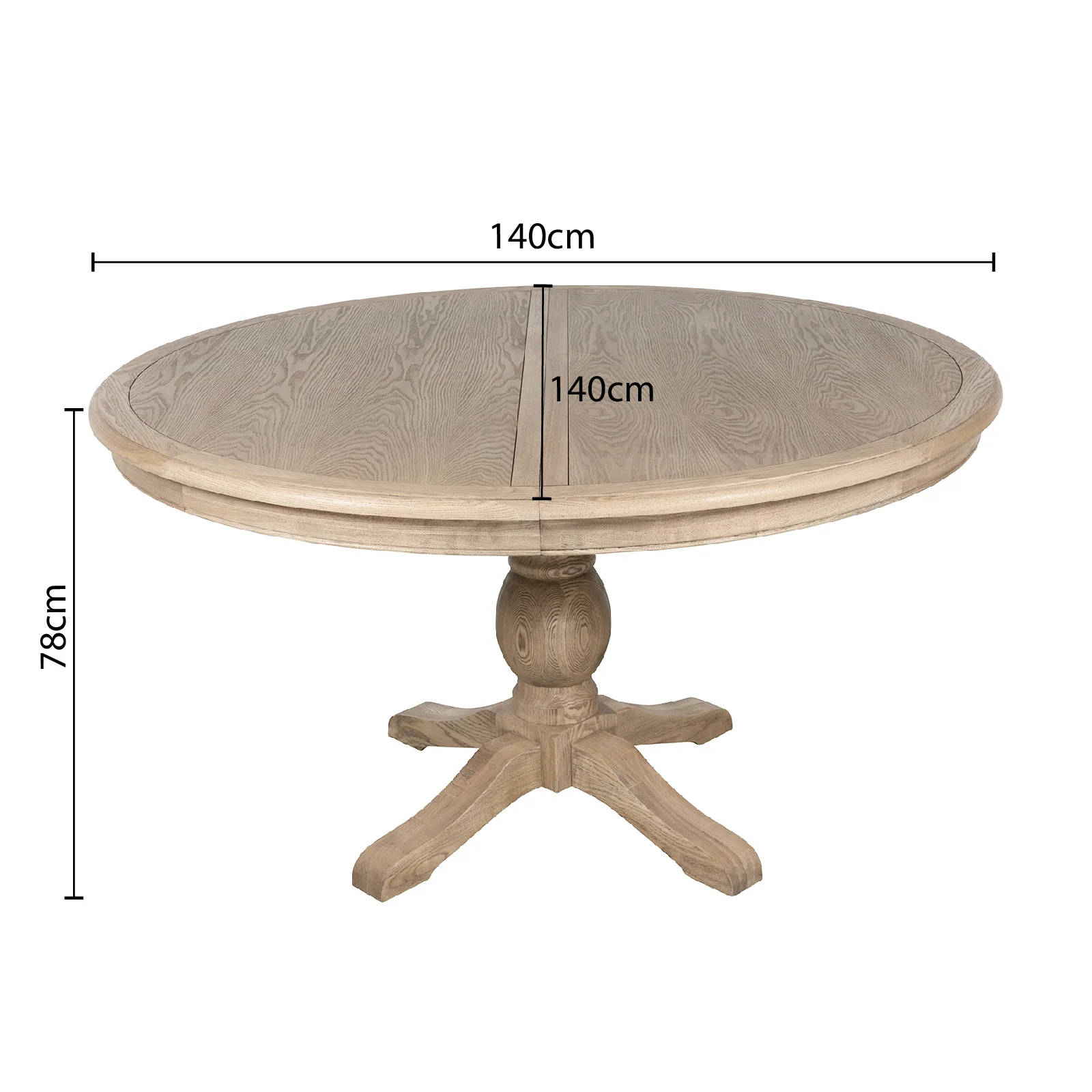 French Provincial Farmhouse 140-180cm Pedestal Extendable Round Dining Table Elm wood - Image 19