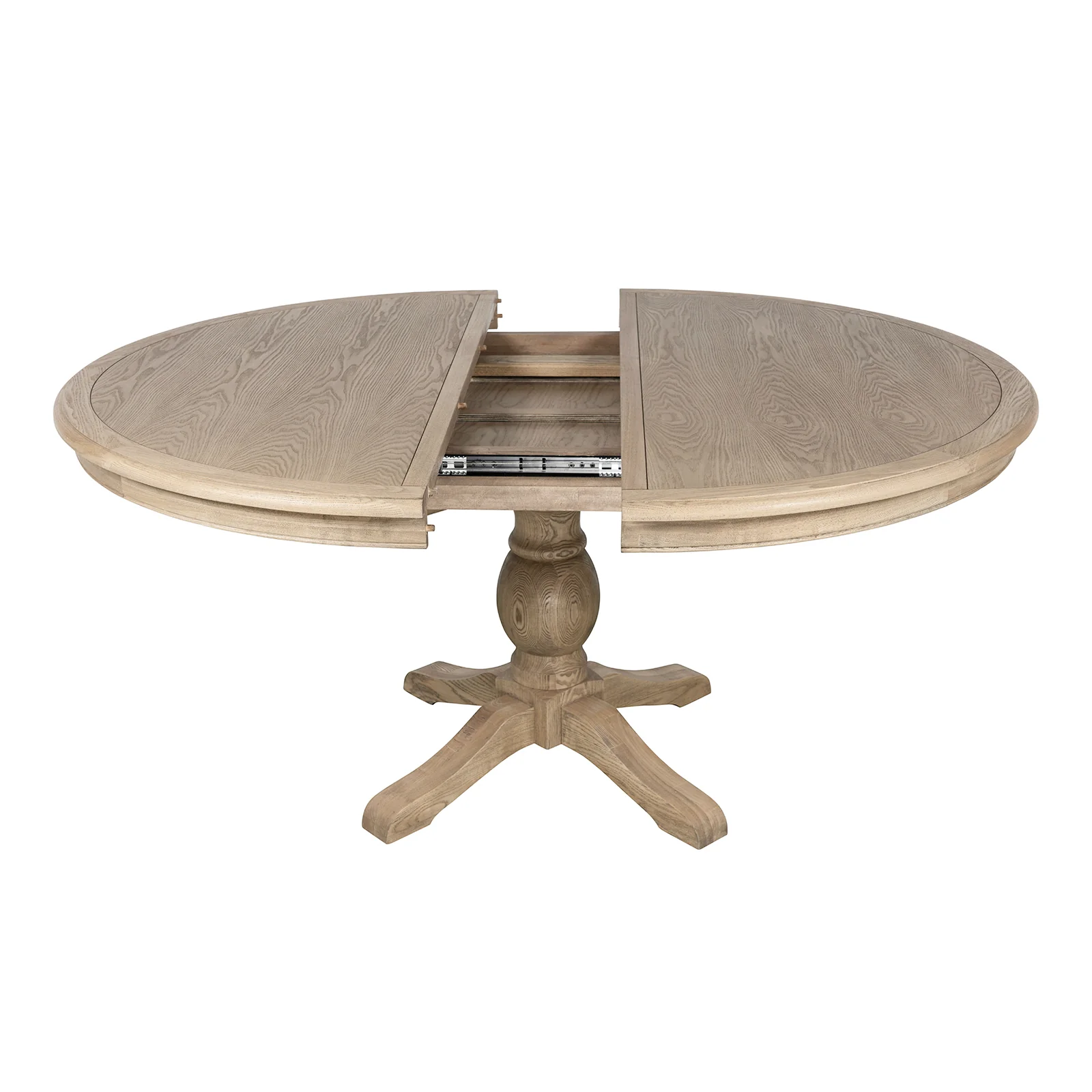 French Provincial Farmhouse 140-180cm Pedestal Extendable Round Dining Table Elm wood - Image 9