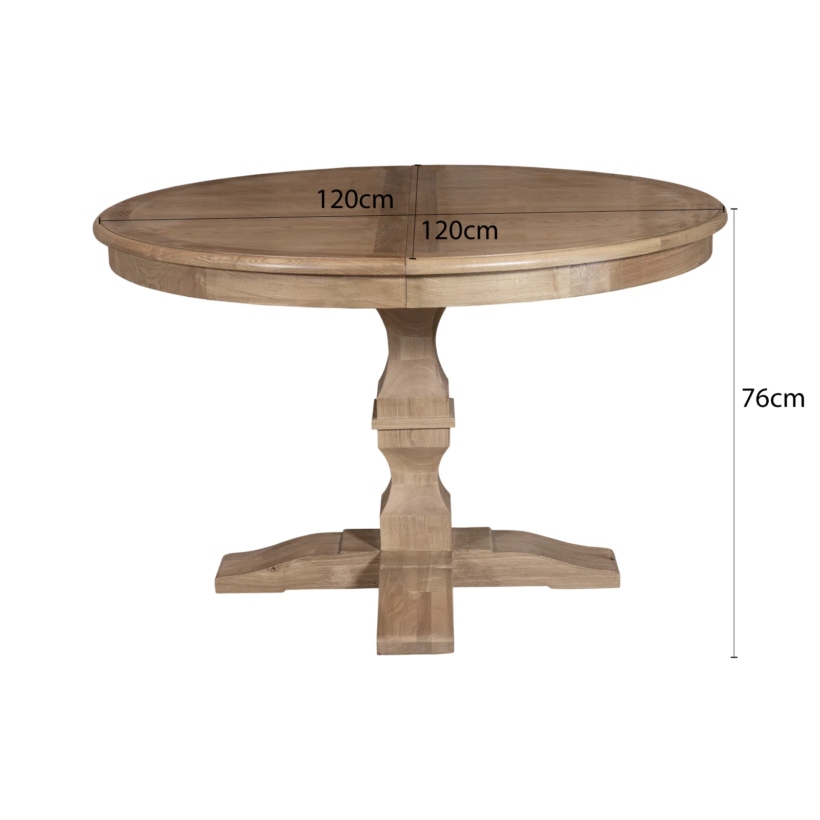 French Provincial Farmhouse Oak Extendable Round Pedestal Dining Table - Image 19