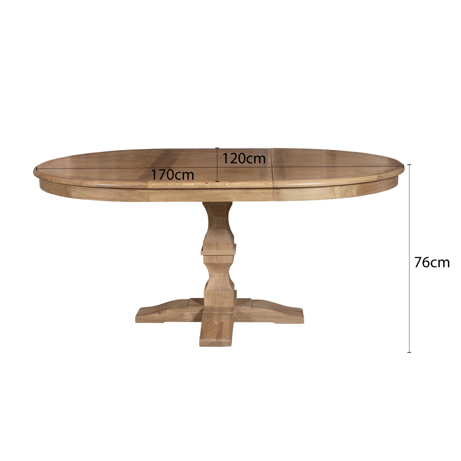 French Provincial Farmhouse Oak Extendable Round Pedestal Dining Table - Image 20