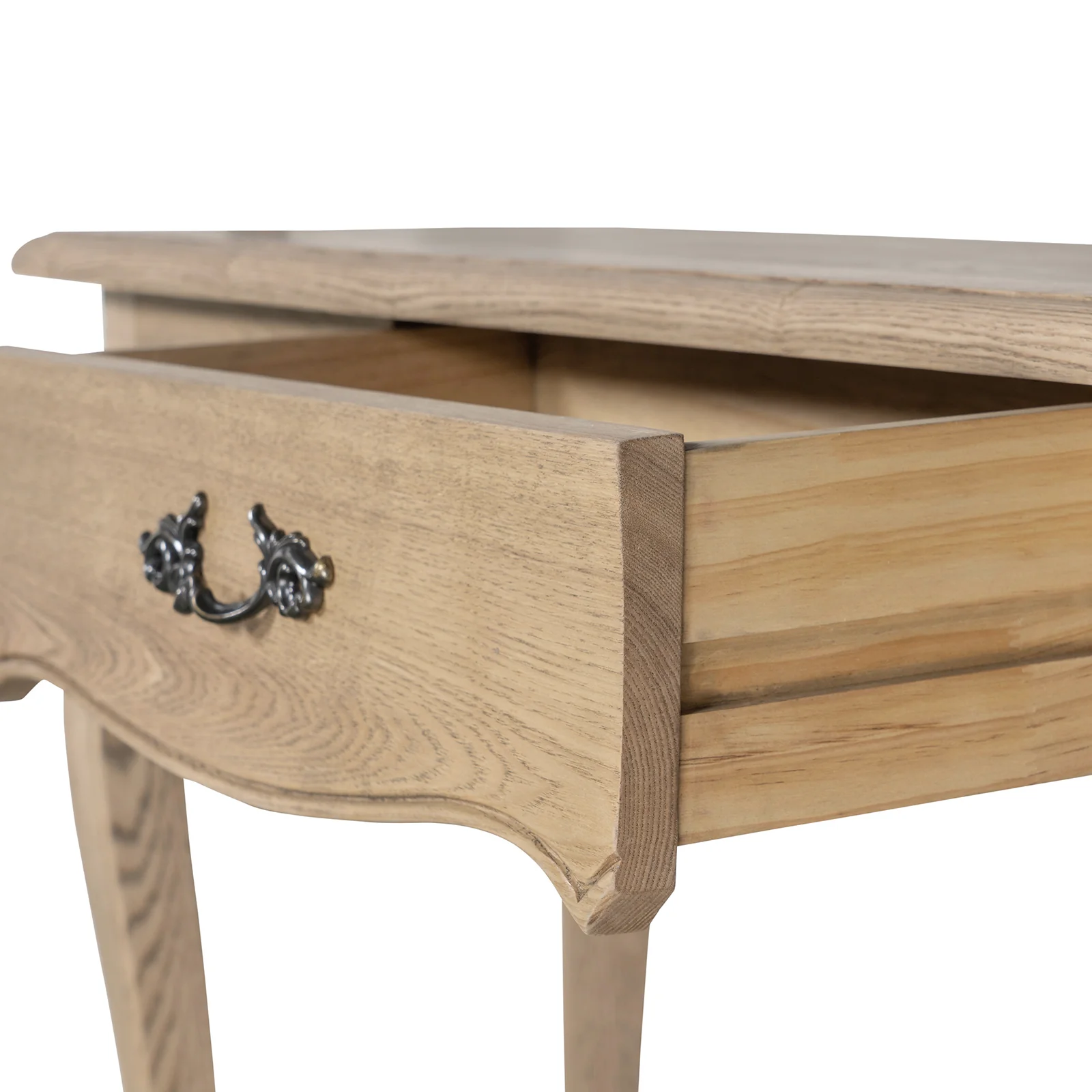 French Provincial Console Hall Table in Natural Oak - Image 13