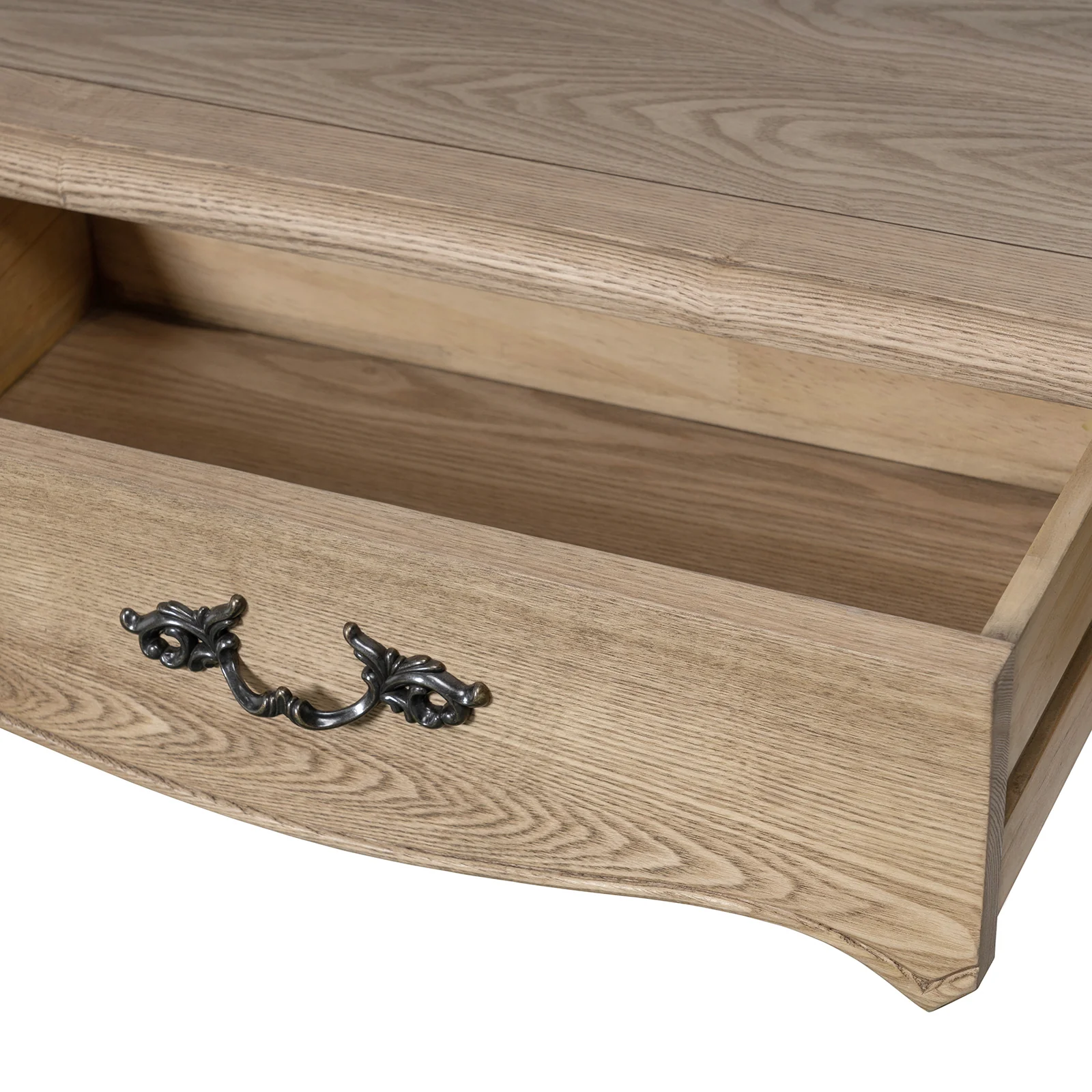 French Provincial Console Hall Table in Natural Oak - Image 14