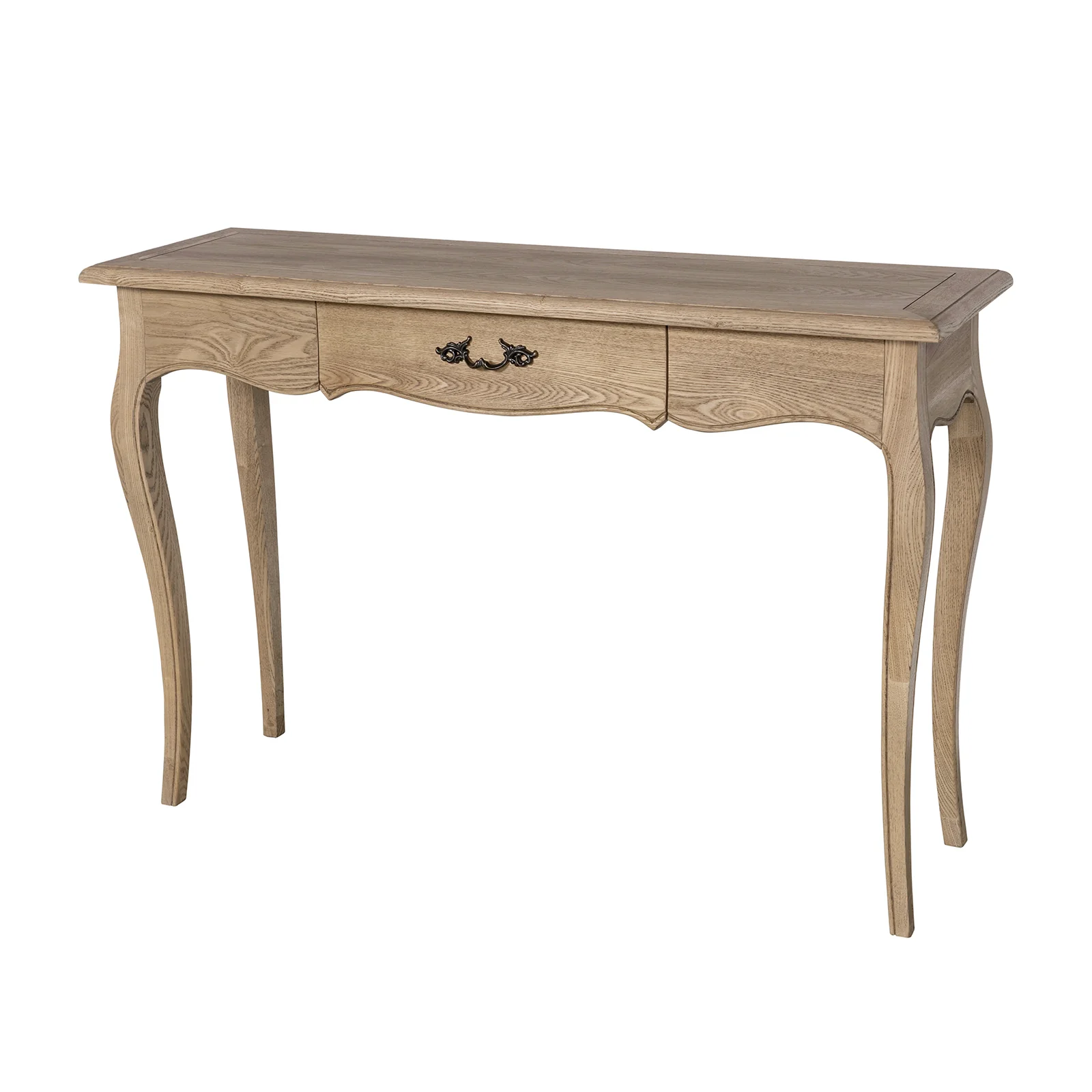 French Provincial Console Hall Table in Natural Oak - Image 4