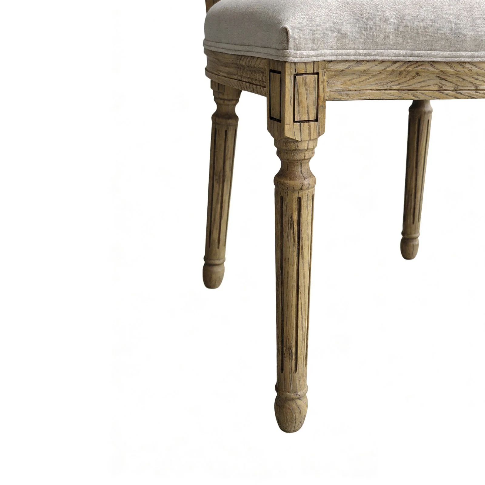 Set of 2 French Provincial / Hamptons Classic Oak Dining Chair with Natural Rattan Cane Back & Beige White Cushion - Image 7