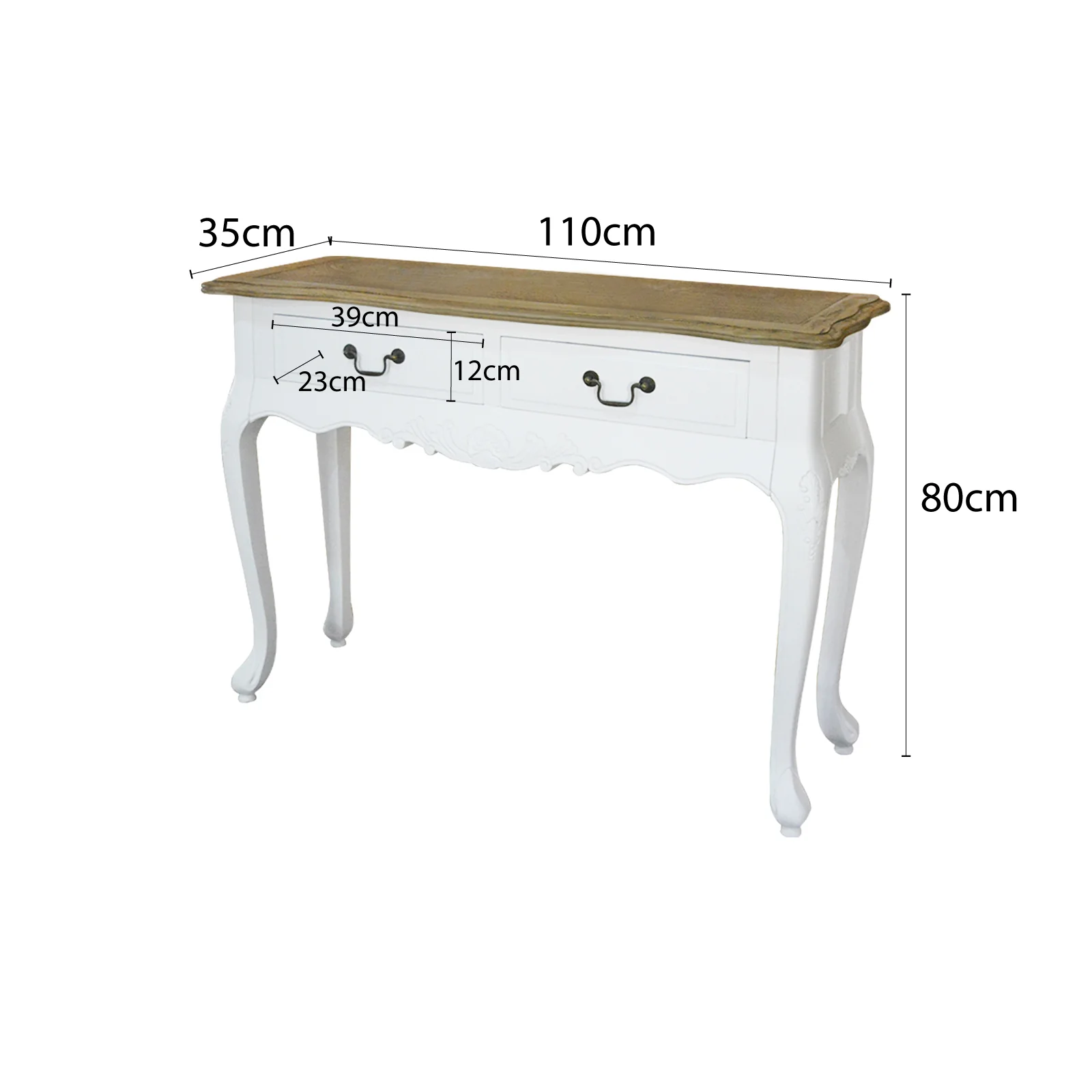 French Provincial Louis 2 Drawer Console Hall Table - Image 9
