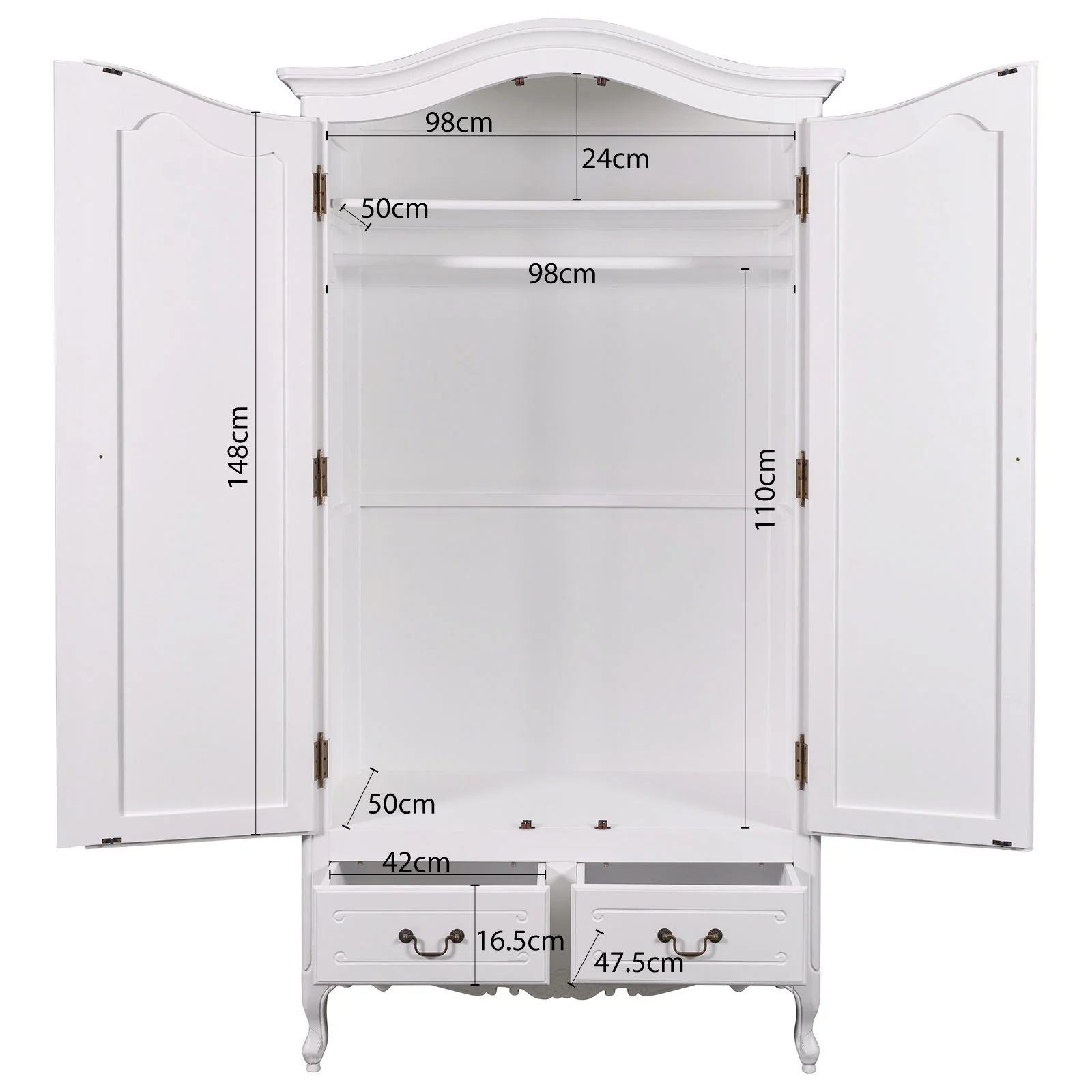 French Provincial Louis 2 Drawer Wardrobe - Image 17