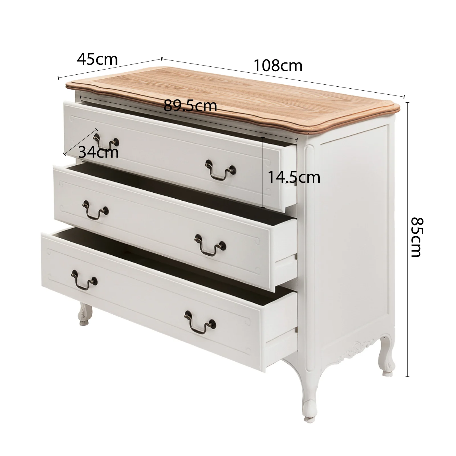 French Provincial Louis 3 Drawer Chest Cabinet - Image 15