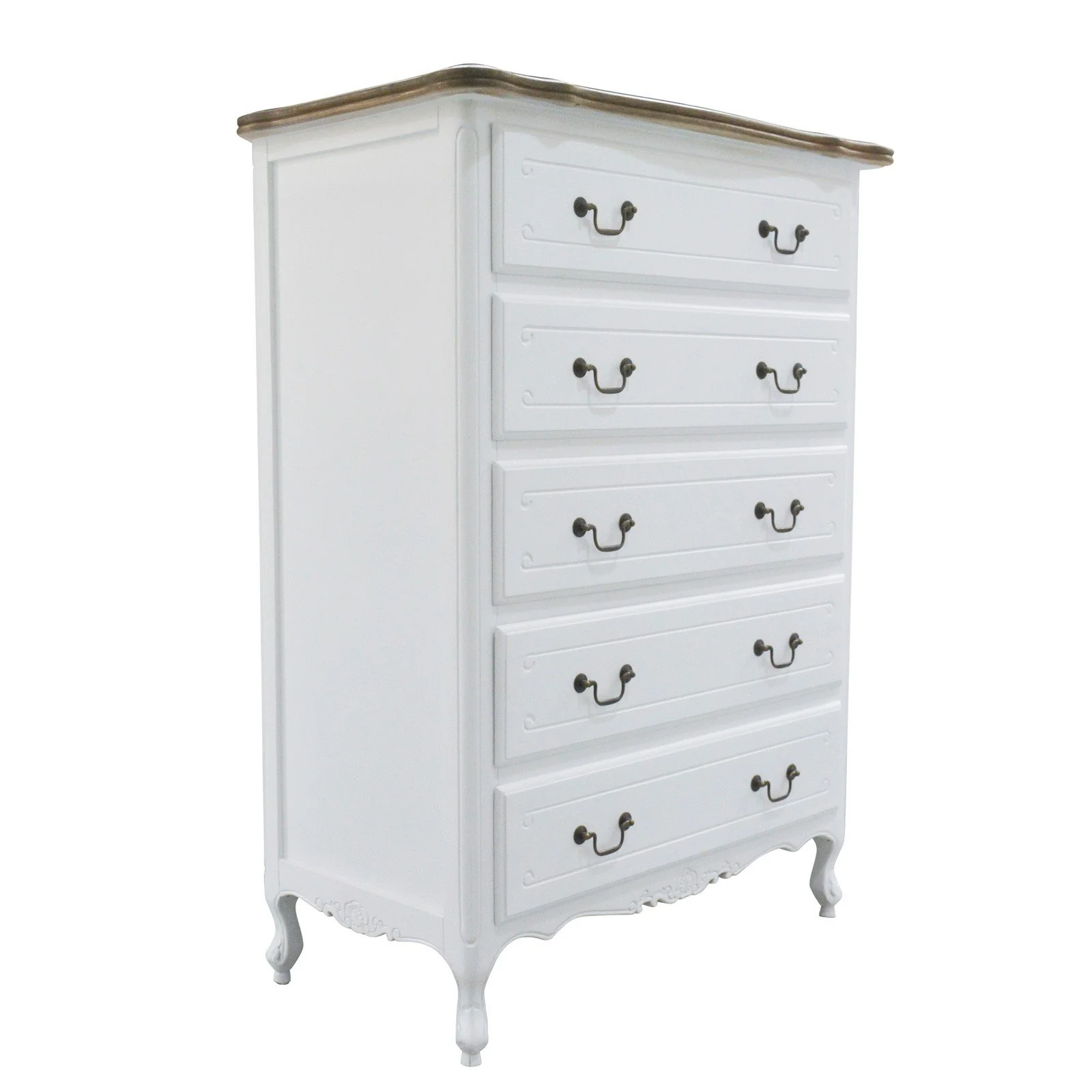 French Provincial Louis 5 Drawer Chest Tallboy Cabinet - Image 3