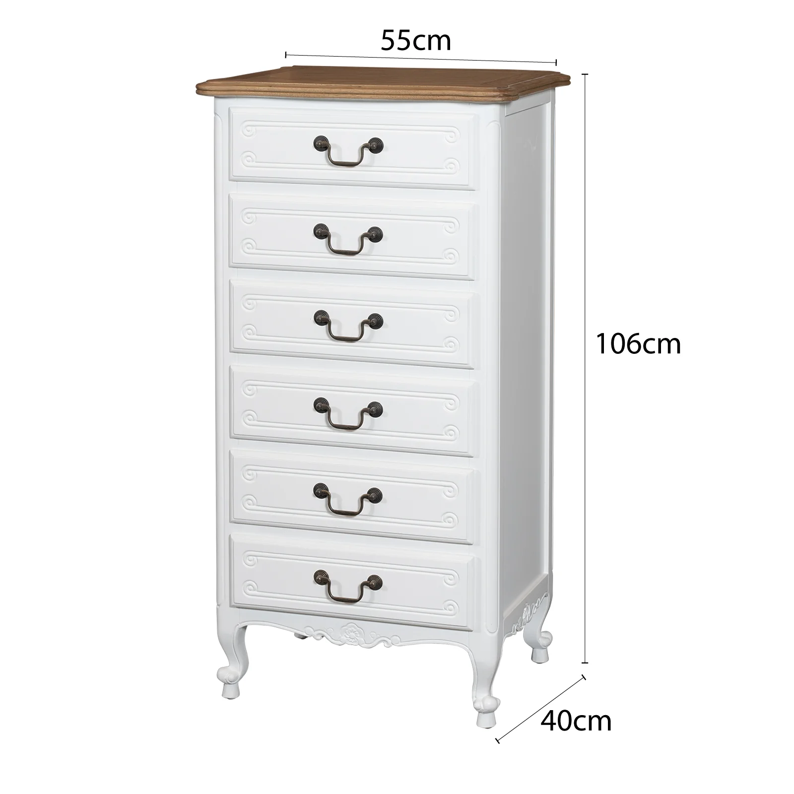 French Provincial Louis 6 Drawer Tallboy Cabinet - Image 11