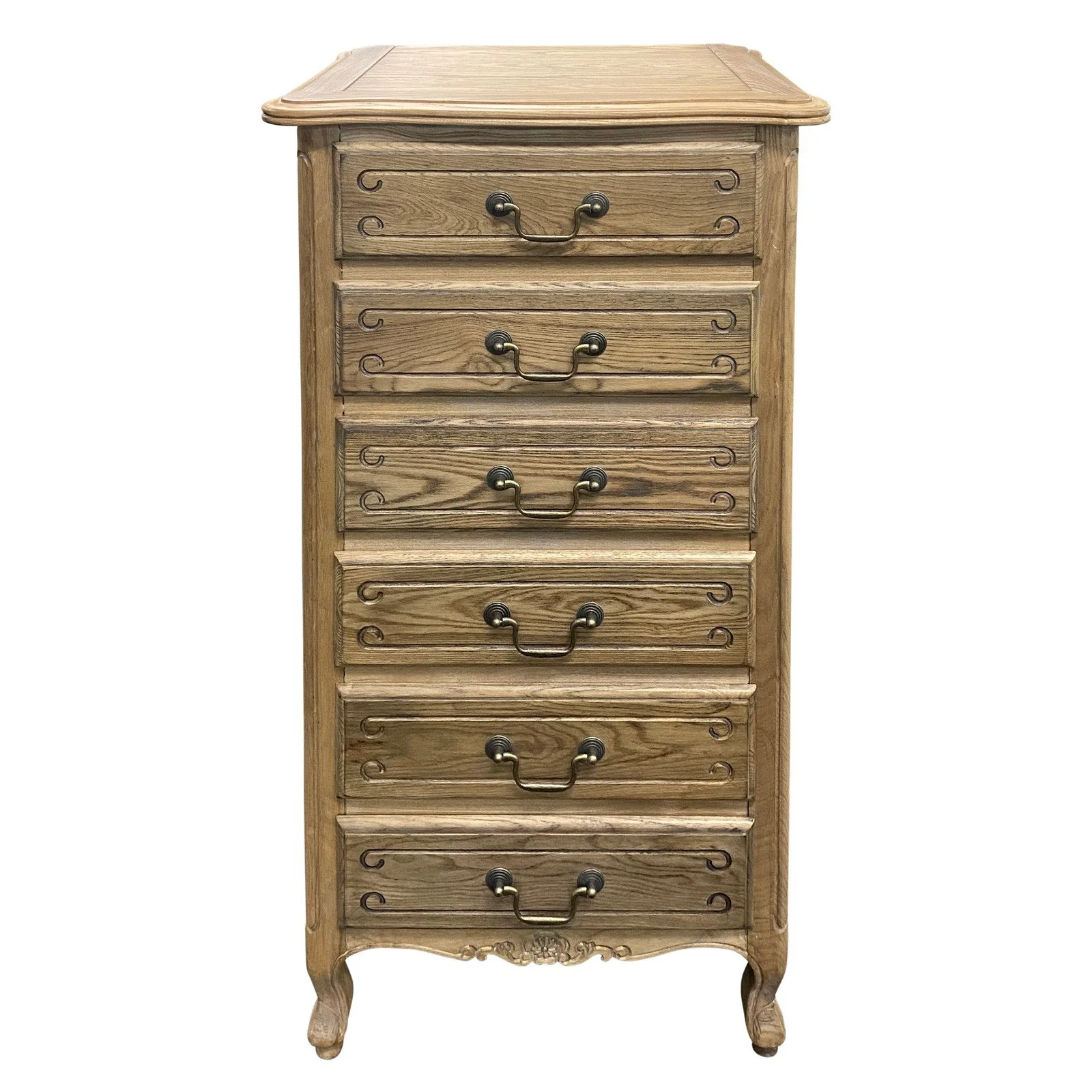 French Provincial Louis 6 Drawer Tallboy Cabinet - Image 14