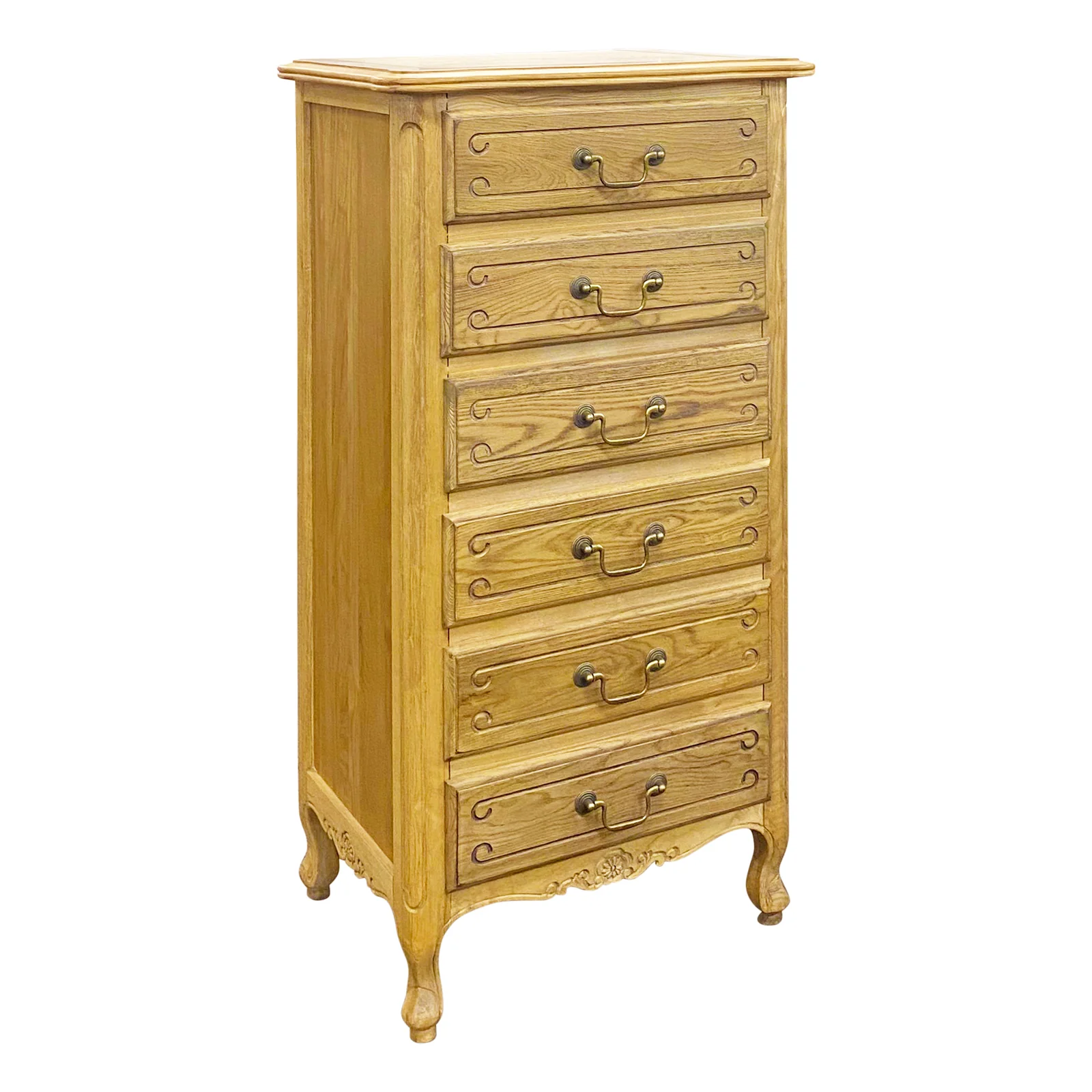 French Provincial Louis 6 Drawer Tallboy Cabinet - Image 19