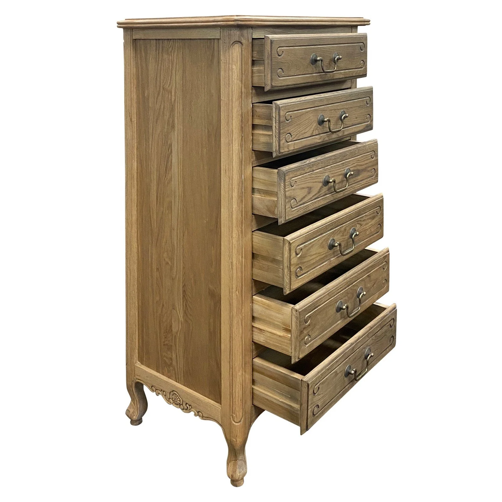 French Provincial Louis 6 Drawer Tallboy Cabinet - Image 24
