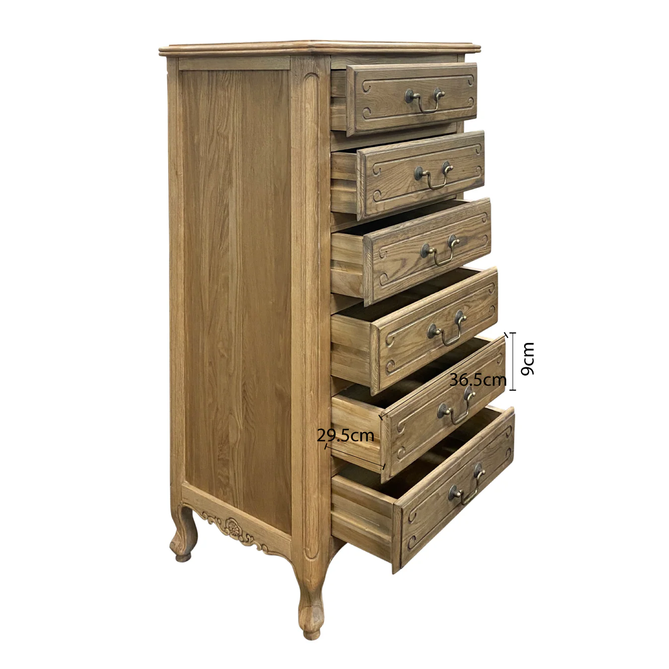 French Provincial Louis 6 Drawer Tallboy Cabinet - Image 31