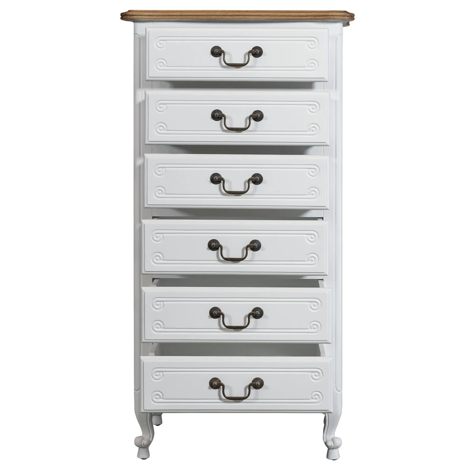 French Provincial Louis 6 Drawer Tallboy Cabinet - Image 5