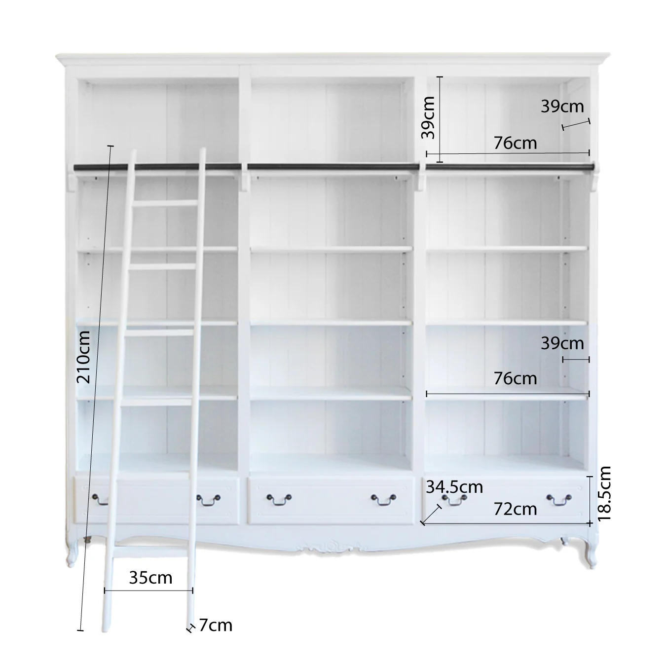 Early Bird Pre-order: Extra $1,000 OFF - French Provincial Louis Classic Library Bookcase with Ladder - Image 14