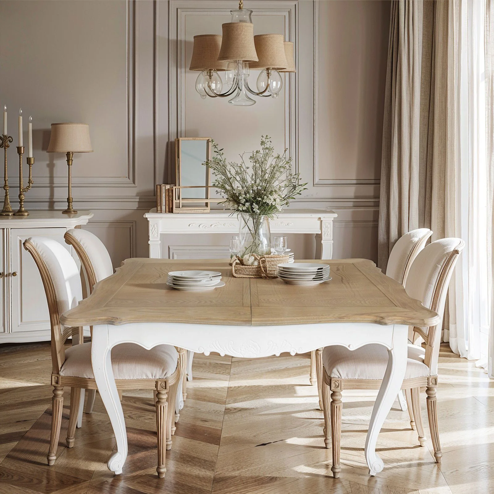 French Provincial Louis Extendable Dining Table - Image 3