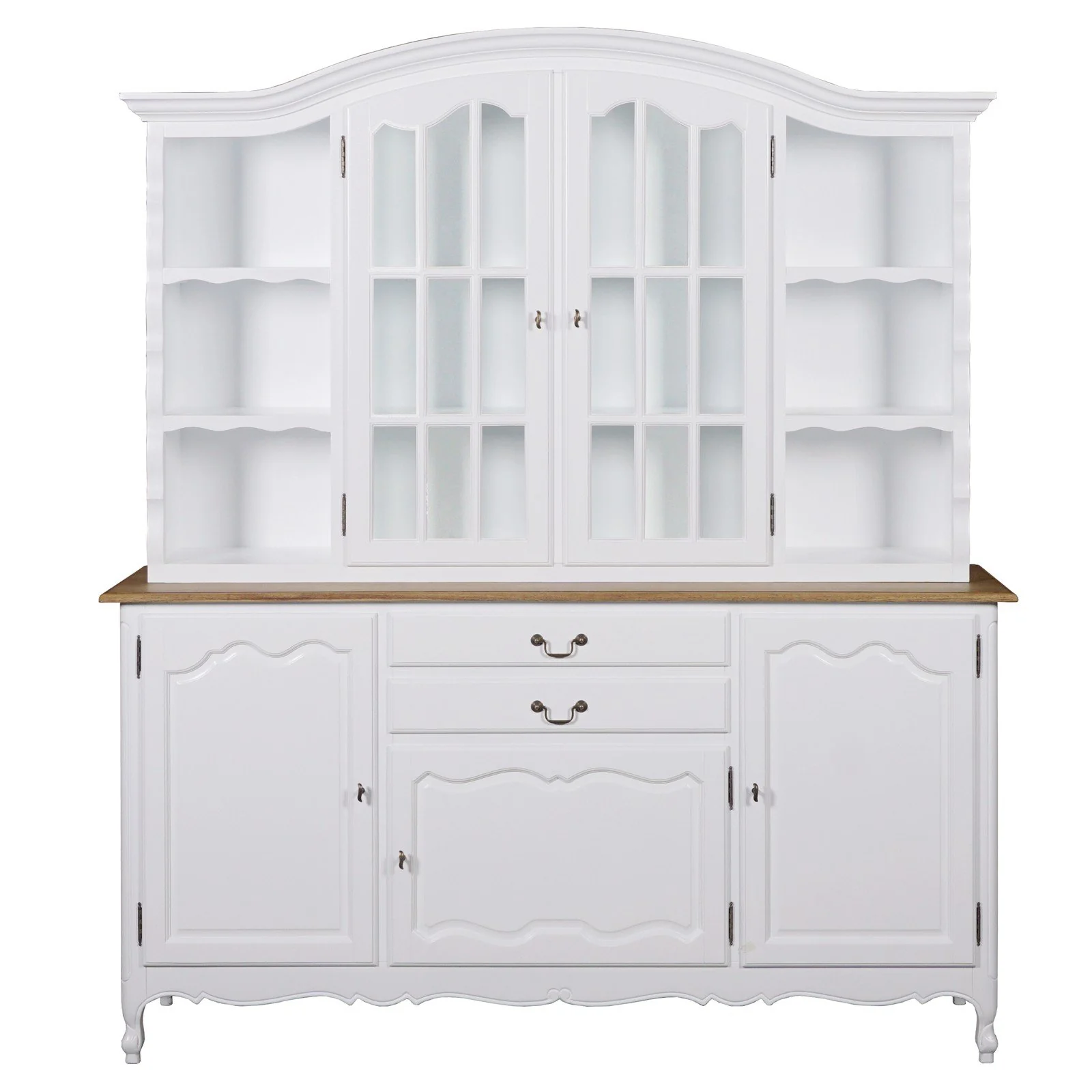French Provincial Louis Glass Display Buffet and Hutch Kitchen Dresser Cabinet