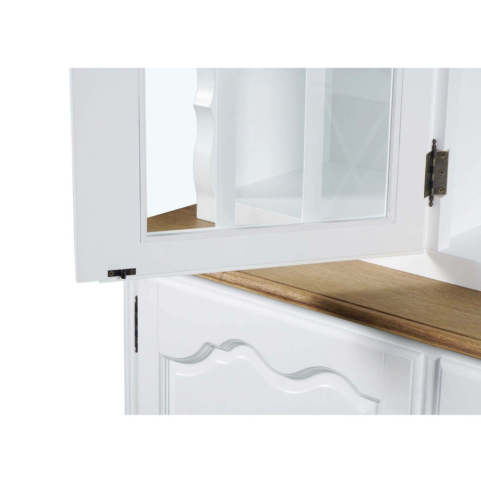 French Provincial Louis Glass Display Buffet and Hutch Kitchen Dresser Cabinet - Image 7