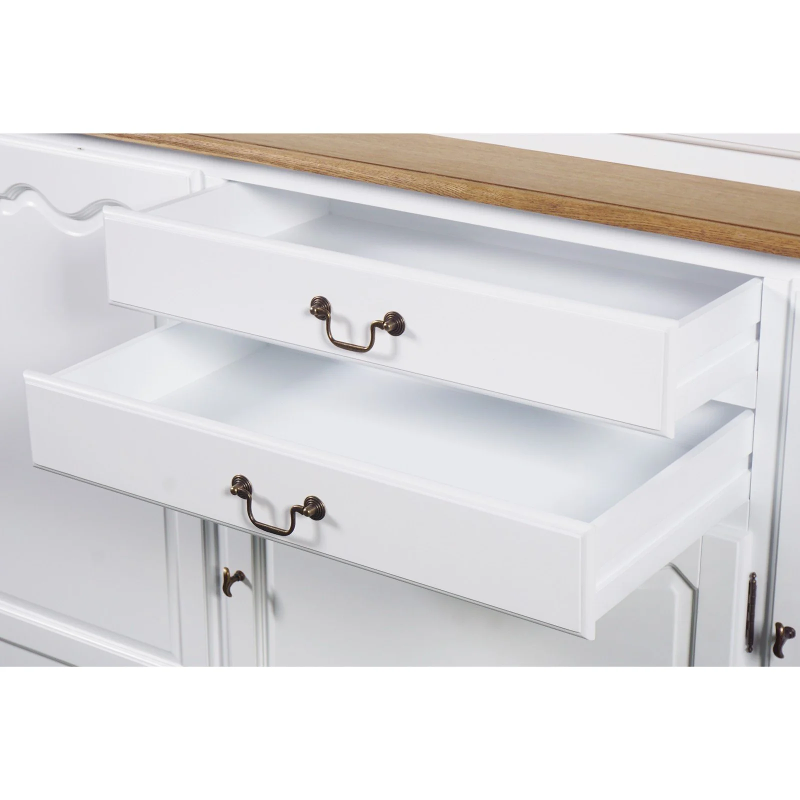 French Provincial Louis Glass Display Buffet and Hutch Kitchen Dresser Cabinet - Image 8