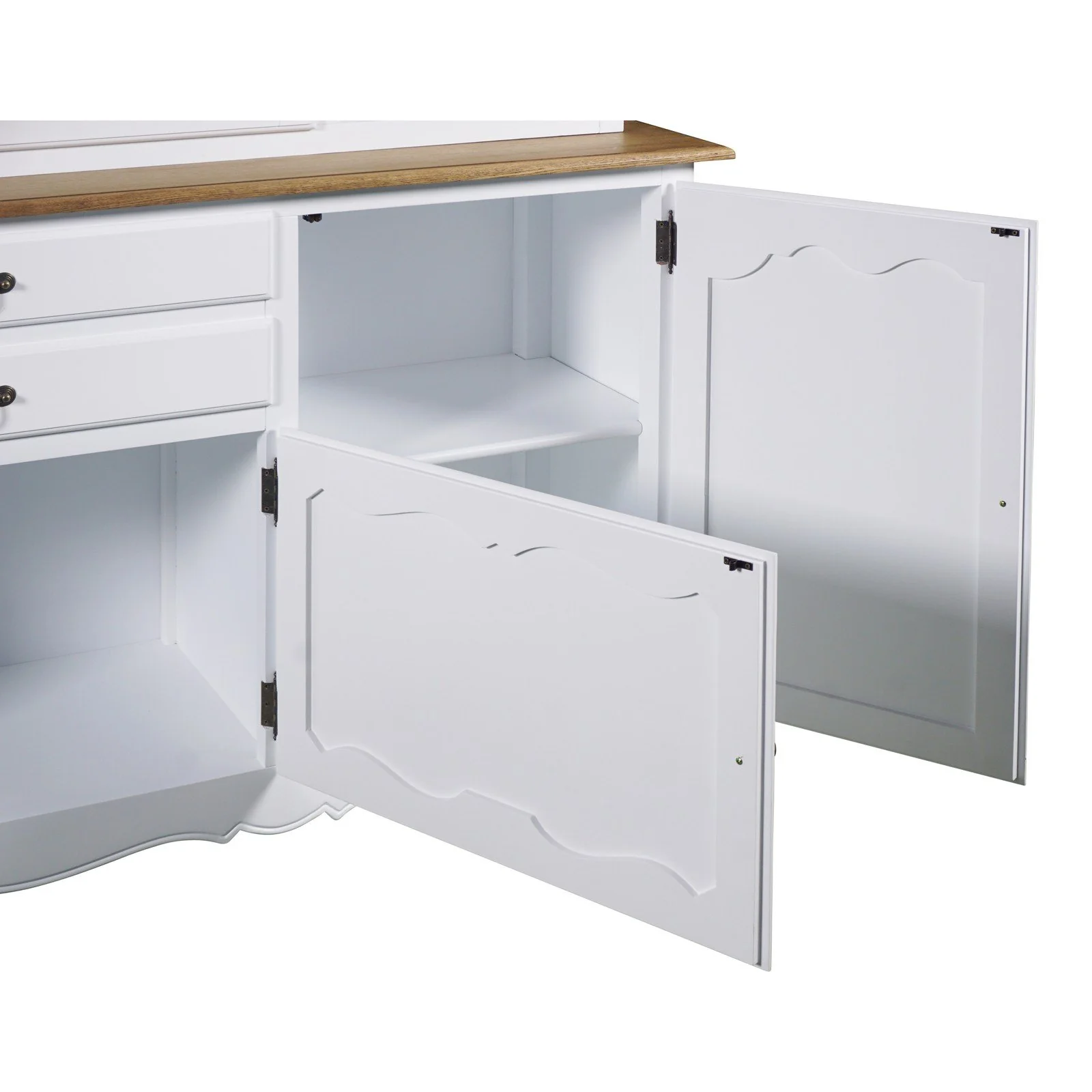 French Provincial Louis Glass Display Buffet and Hutch Kitchen Dresser Cabinet - Image 9