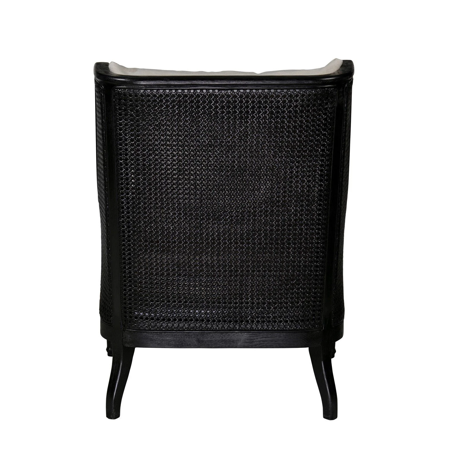 French Provincial Louis Havana Linen and Rattan Wingback Armchair - Image 7