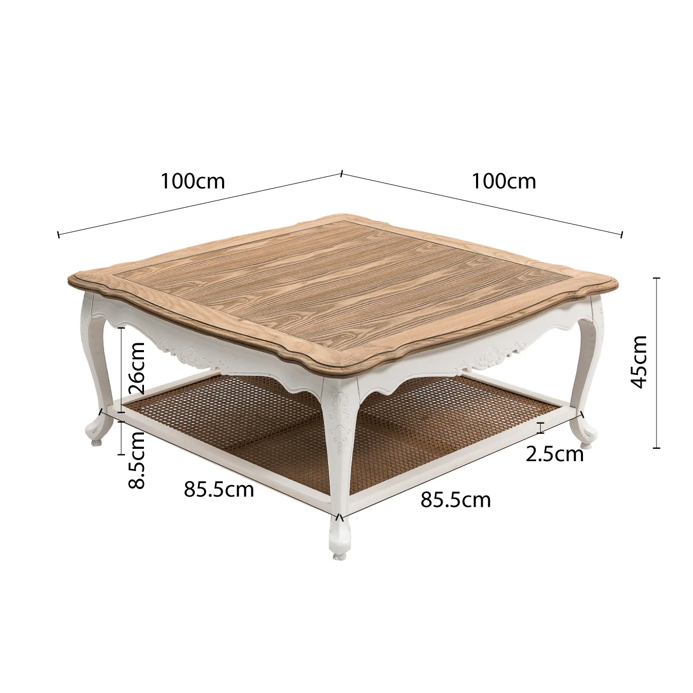 French Provincial Louis Square Coffee & Tea Table - Image 12