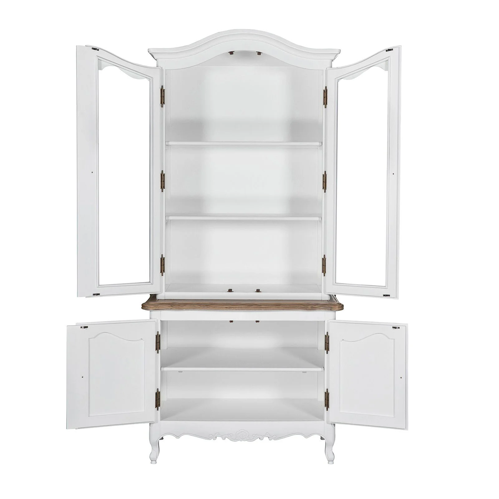 French Provincial Louis Vintage Glass Display Buffet and Hutch Cupboard Cabinet - Image 6