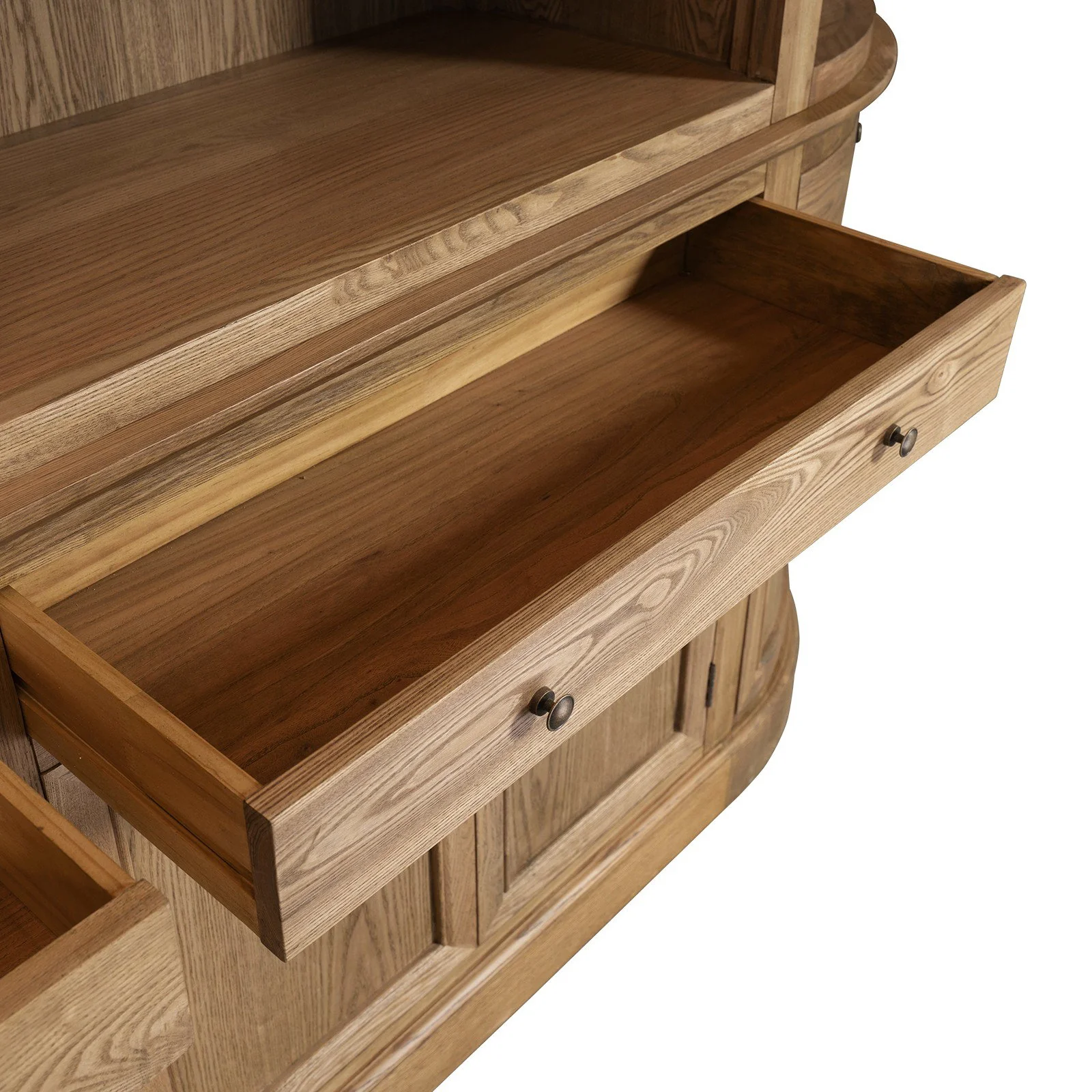 French Provincial Natural Buffet and Hutch Bookcase Sideboard Cabinet with Ladder (Pre-order extra $500 Early Bird discount) - Image 14