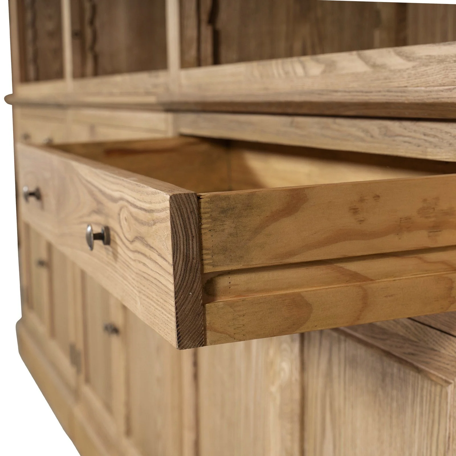 French Provincial Natural Buffet and Hutch Bookcase Sideboard Cabinet with Ladder (Pre-order extra $500 Early Bird discount) - Image 15