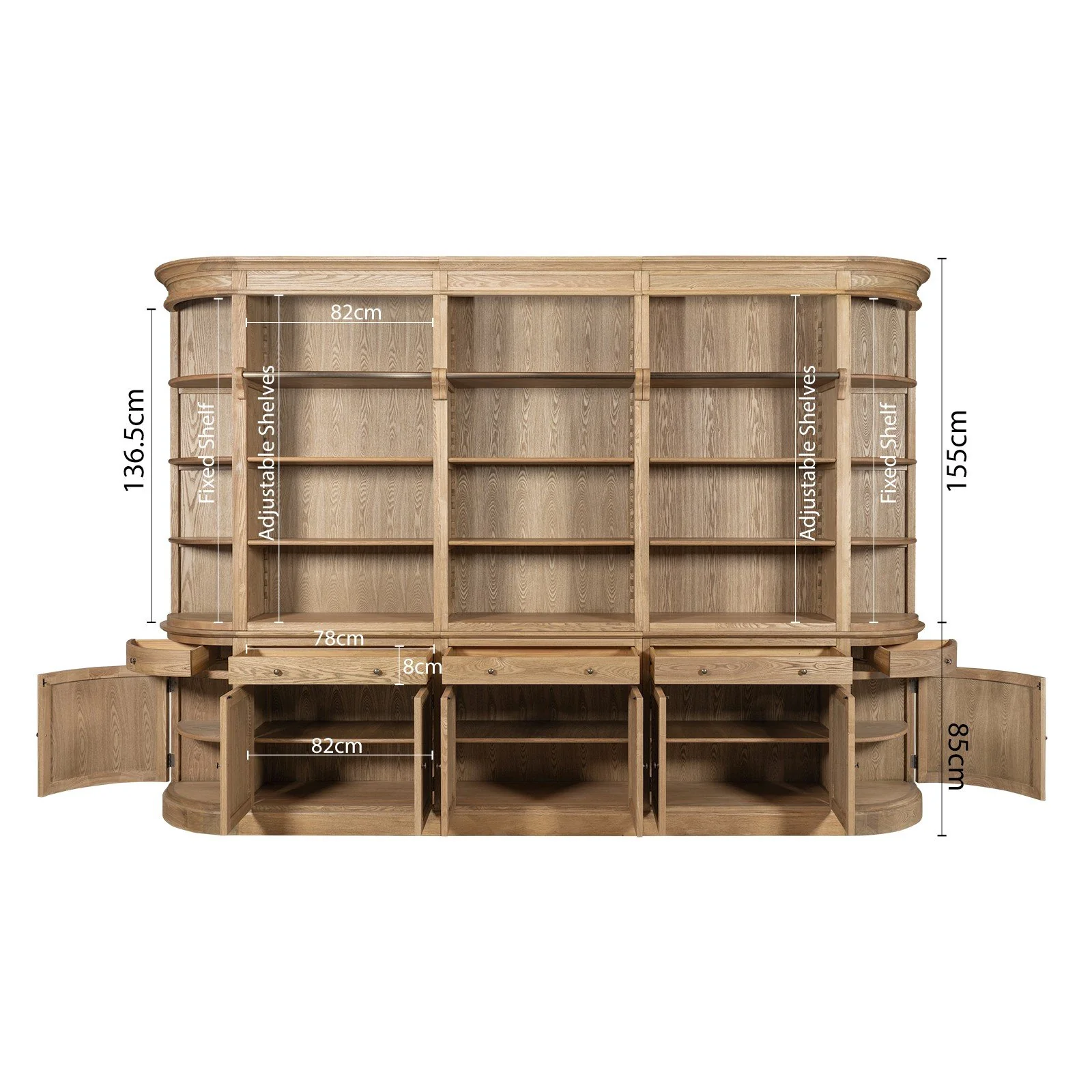 French Provincial Natural Buffet and Hutch Bookcase Sideboard Cabinet with Ladder (Pre-order extra $500 Early Bird discount) - Image 18