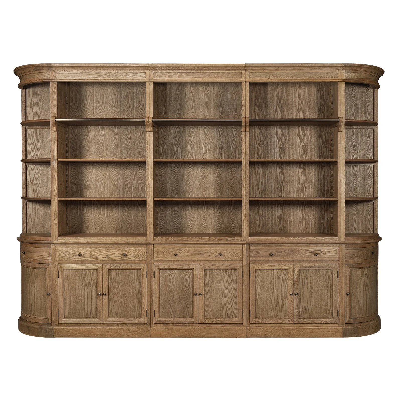 French Provincial Natural Buffet and Hutch Bookcase Sideboard Cabinet with Ladder (Pre-order extra $500 Early Bird discount) - Image 3