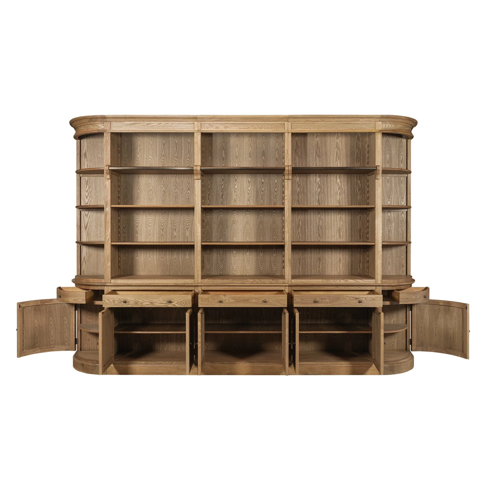 French Provincial Natural Buffet and Hutch Bookcase Sideboard Cabinet with Ladder (Pre-order extra $500 Early Bird discount) - Image 5