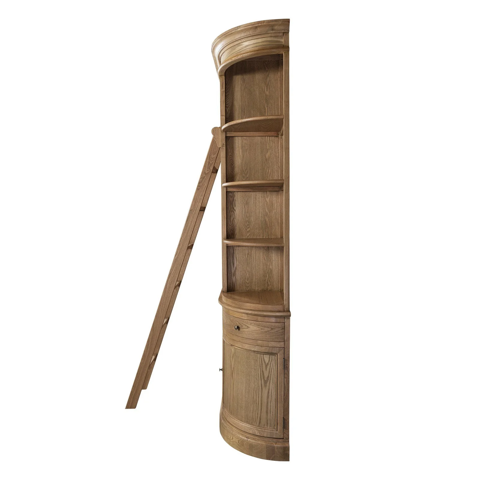 French Provincial Natural Buffet and Hutch Bookcase Sideboard Cabinet with Ladder (Pre-order extra $500 Early Bird discount) - Image 6