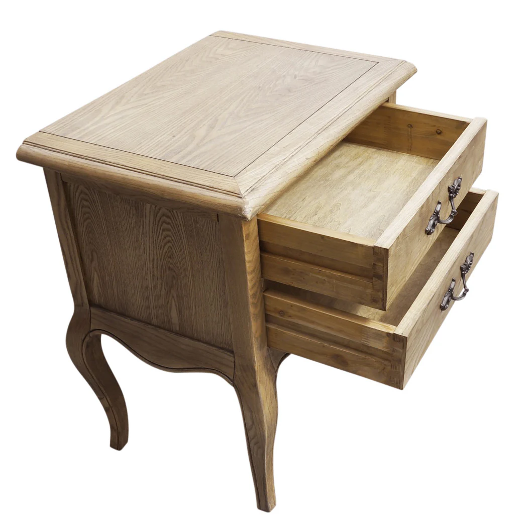 French Provincial Provence 2 Drawer Bedside Lamp Table - Image 4