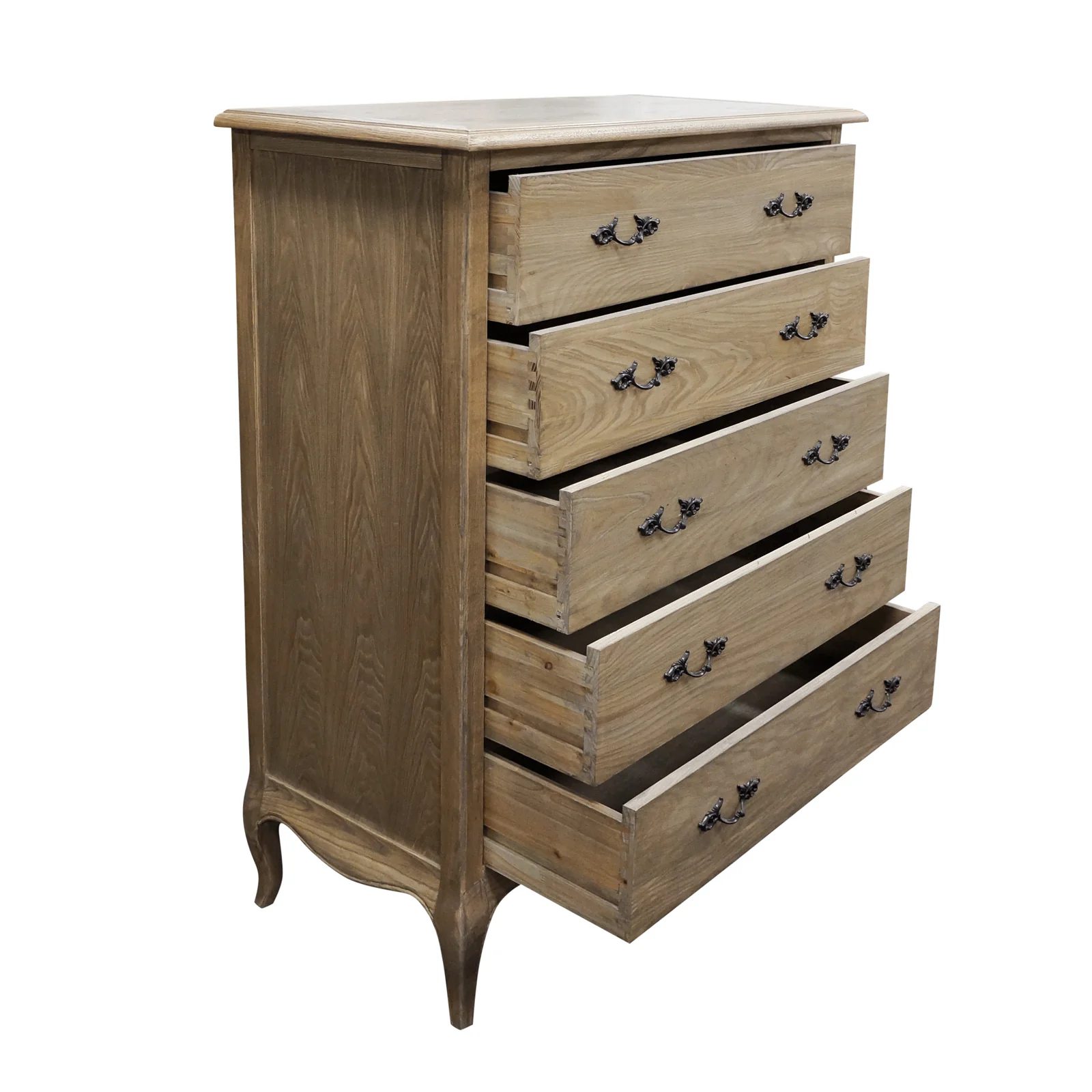 French Provincial Provence 5 Drawer Chest Tallboy Cabinet - Image 4
