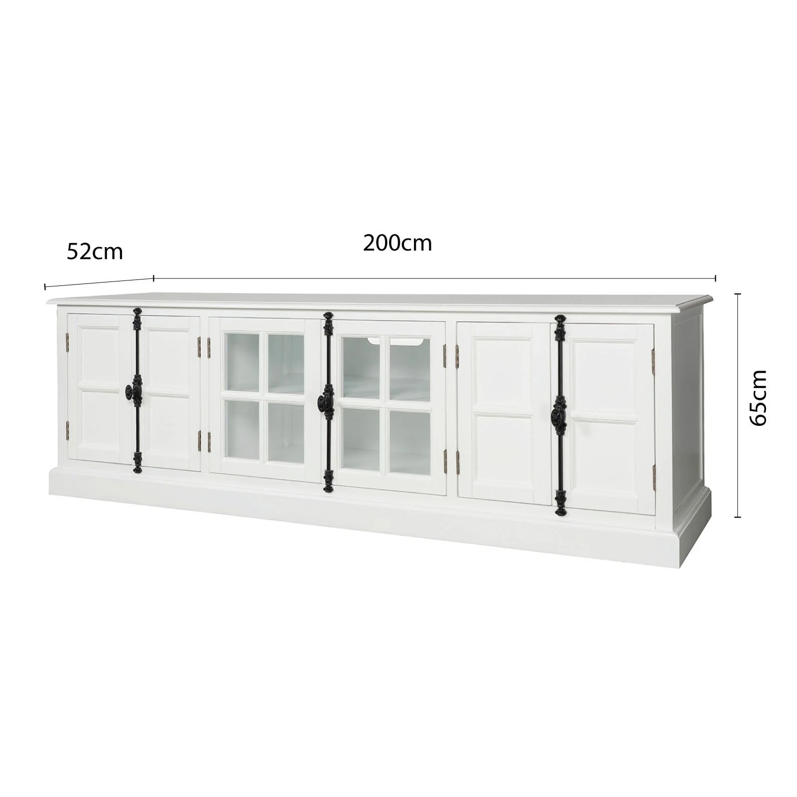 French Provincial Rustic Charm Glass-Door TV Stand Entertainment Unit 200cm Long - Image 14