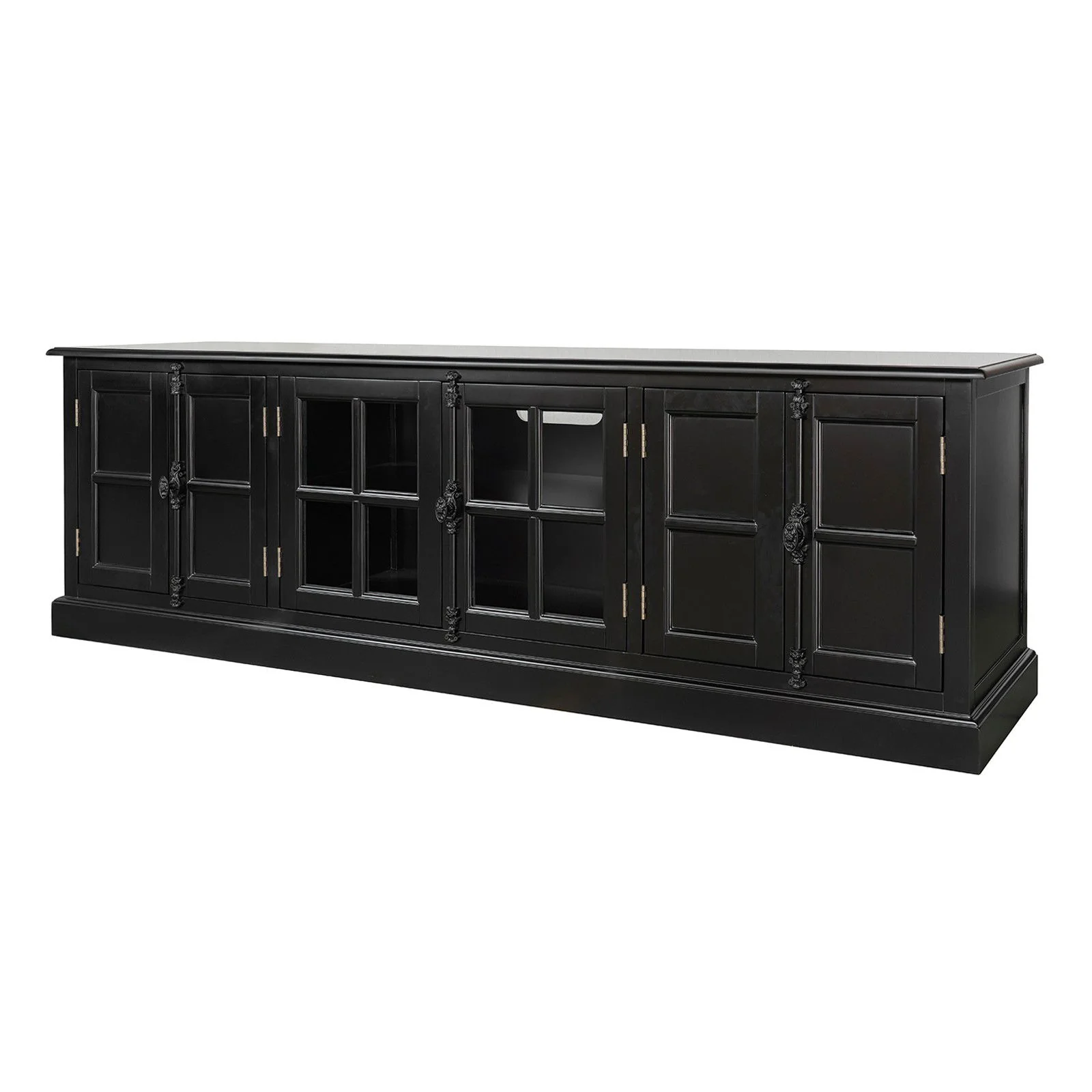 French Provincial Rustic Charm Glass-Door TV Stand Entertainment Unit 200cm Long - Image 18